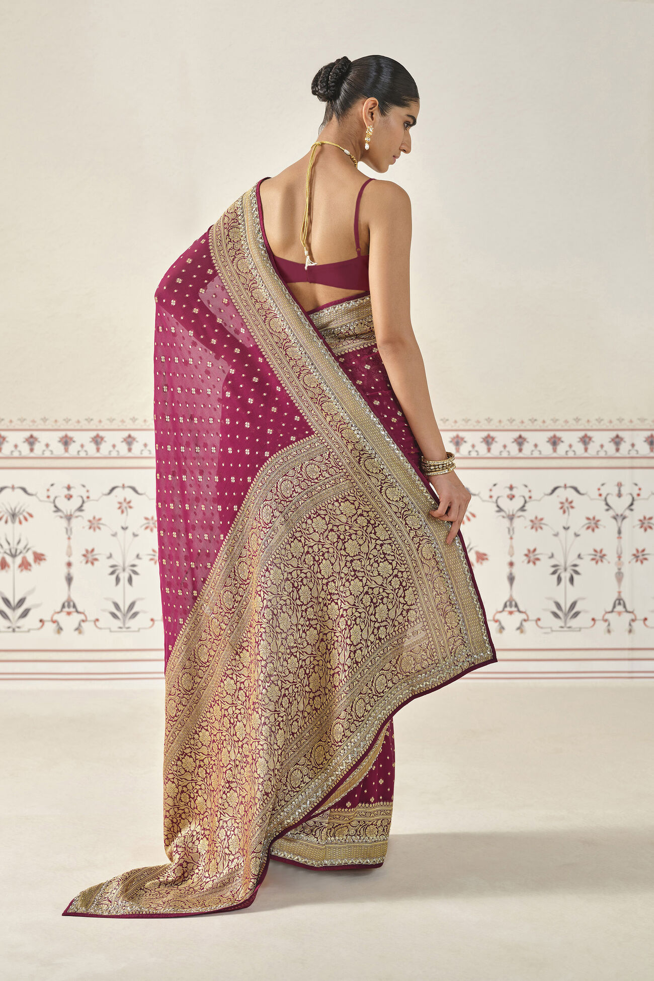 Upadhriti Handwoven Benarasi Silk Saree - Maroon, Maroon, image 2