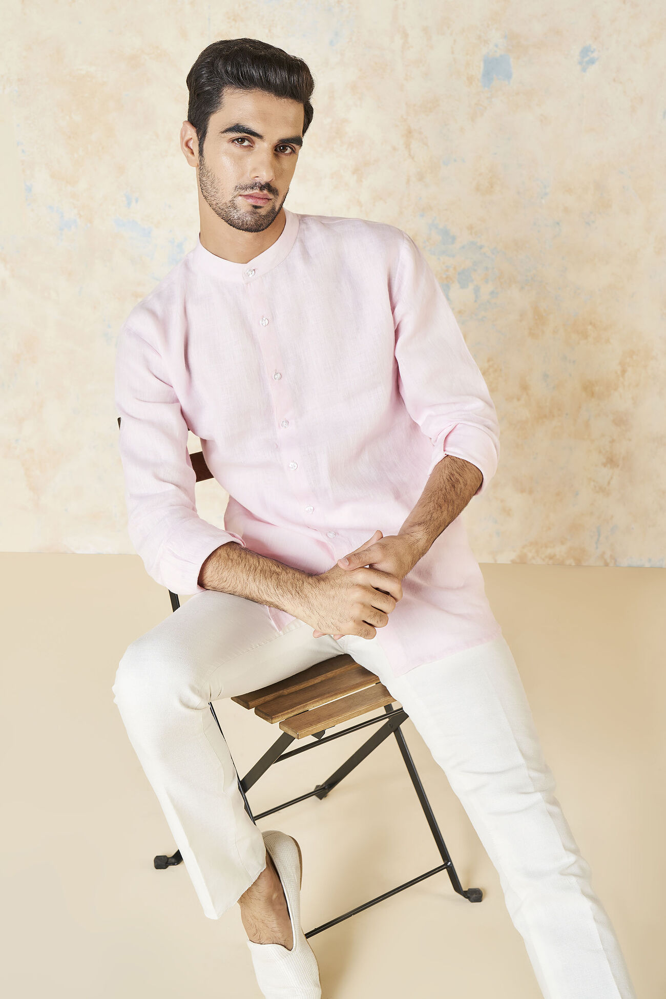 Anant Linen Shirt, Pink, image 6