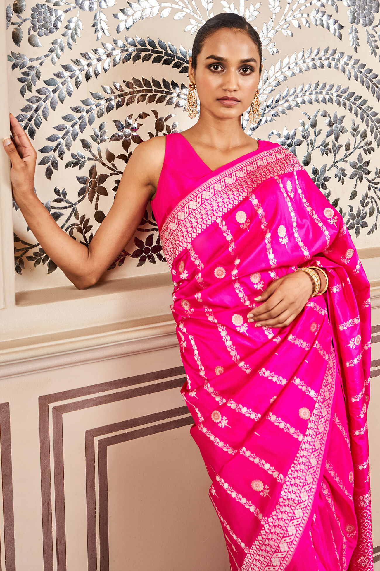 Sravya Benarasi Saree - Pink, Pink, image 7