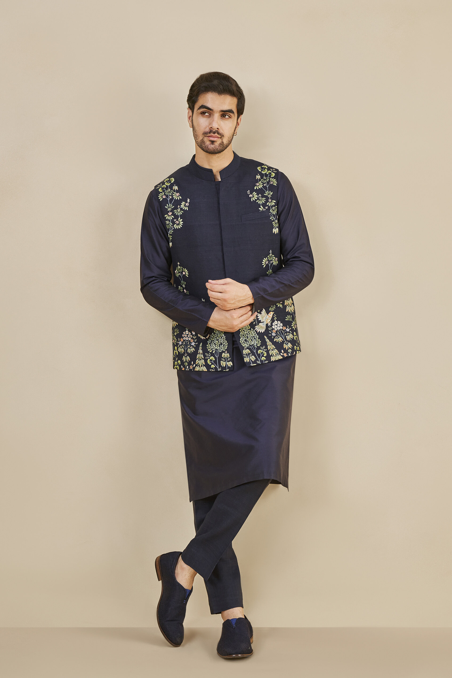 Navy nehru jacket sale
