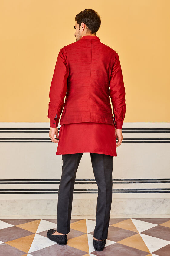 Ehan Nehru Jacket - Black, Maroon, image 2