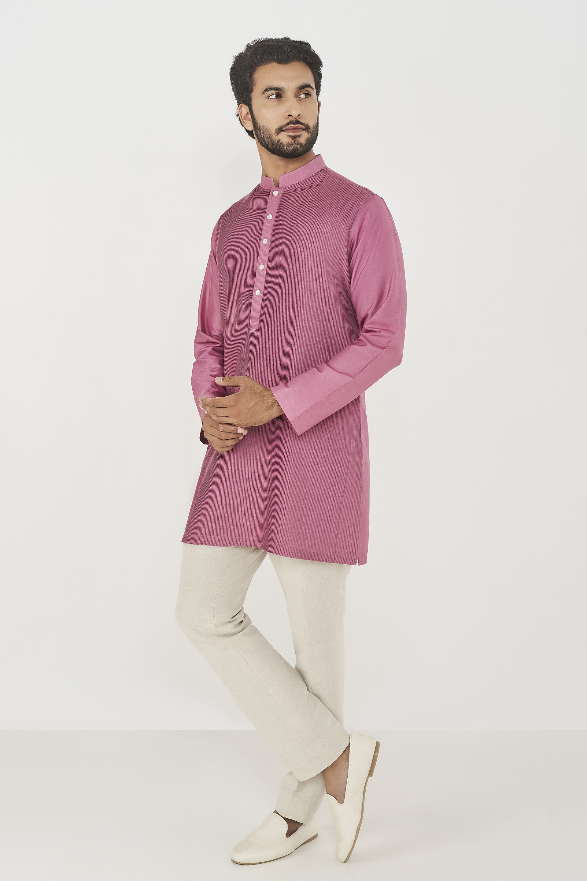 Daksh Silk Kurta - Lilac, Lilac, image 2