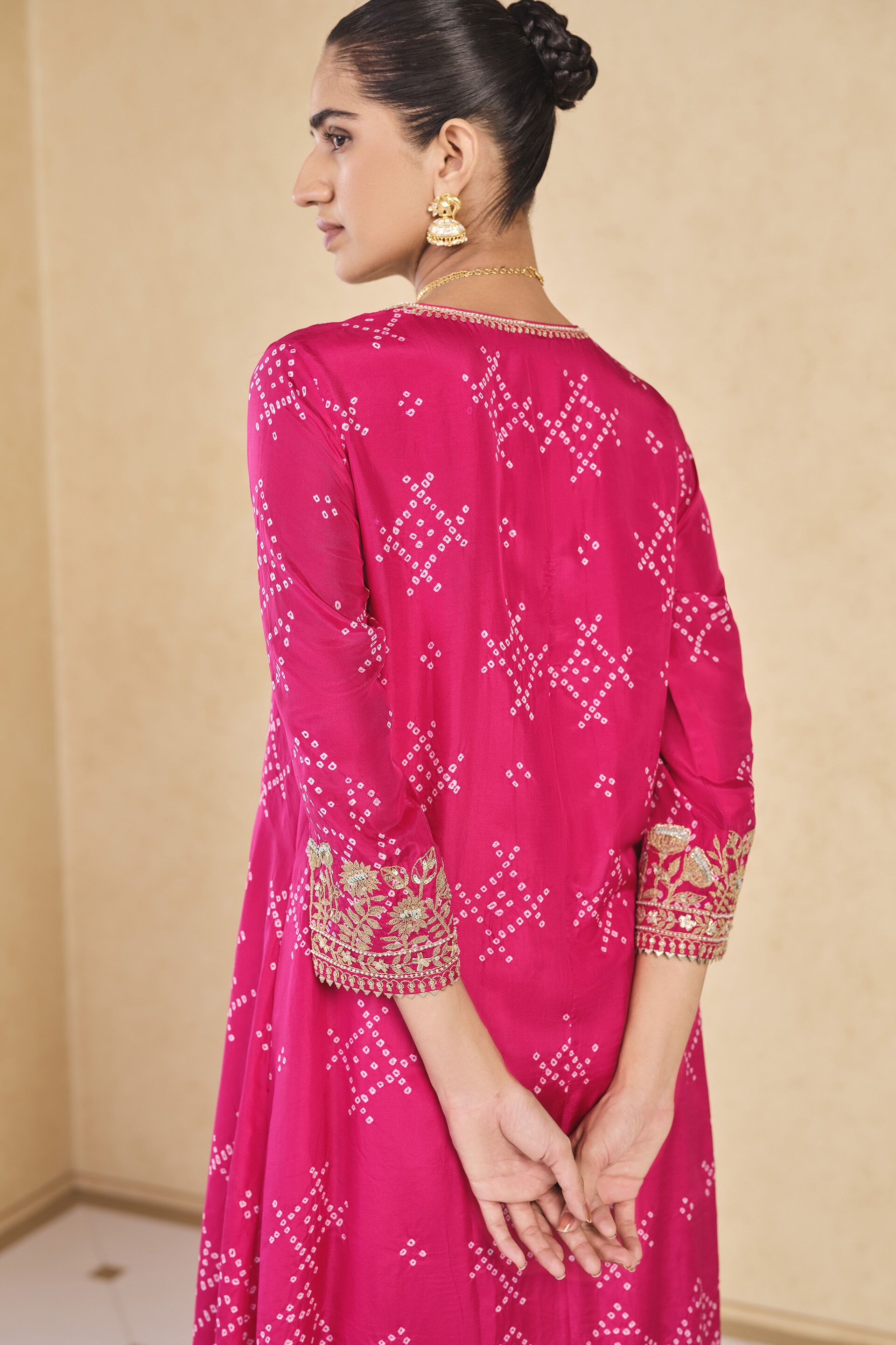 Johona&nbsp;Handcrafted Bandhani Silk Kurta Set - Berry Sorbet, Berry Sorbet, image 6