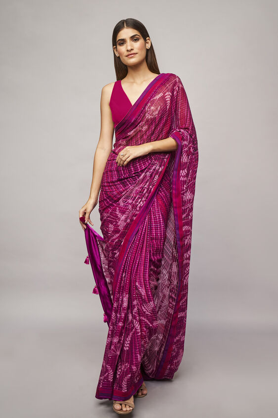 Midha Saree - Purple, , image 1