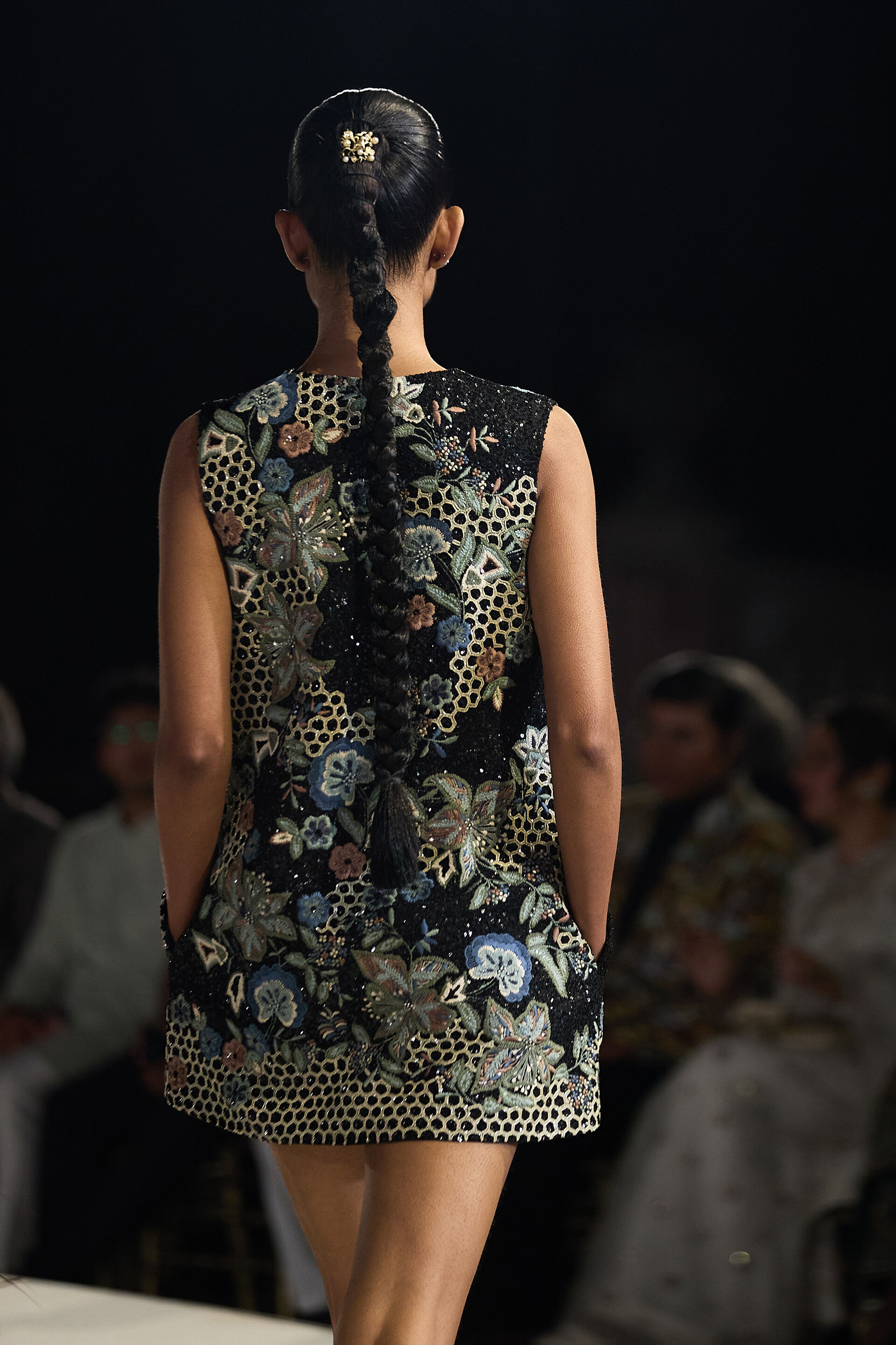 Xanthis Embroidered Silk Mini - Black