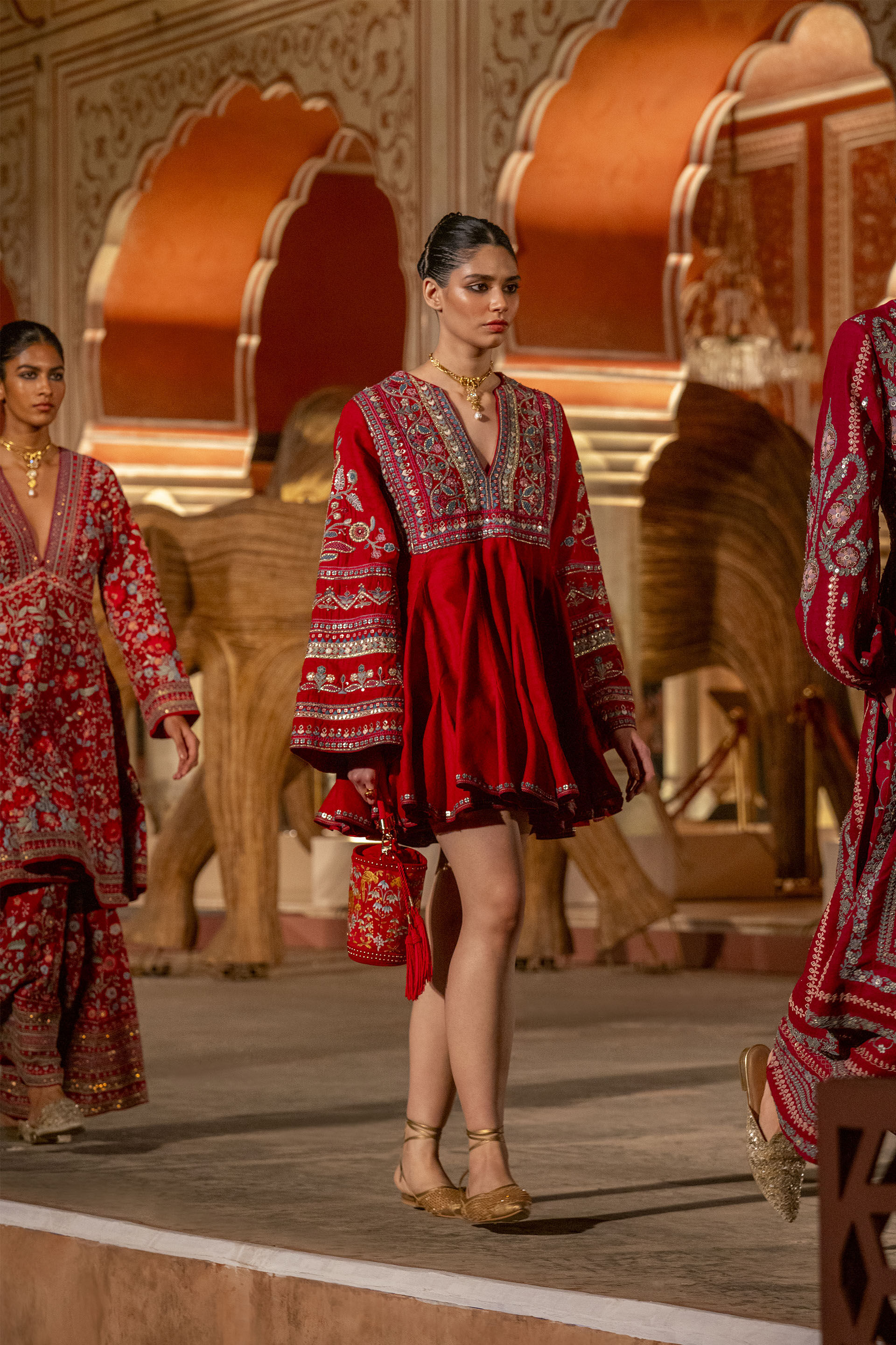 Spirit Of The Forest Embroidered Silk Dress - Red, Red, image 8