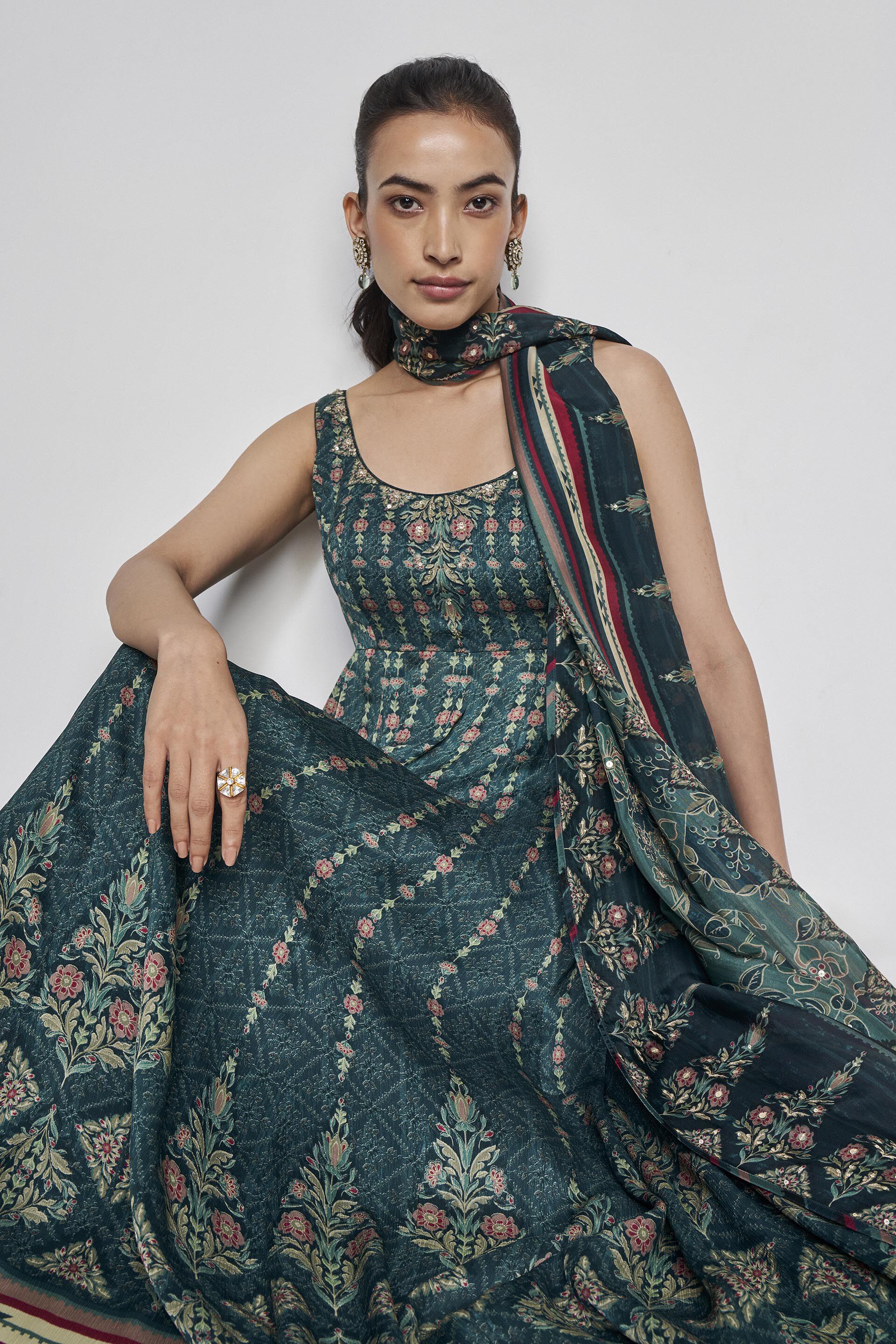 Buy Demilune Anarkali Set Green from Anita Dongre s Kurta Sets for W