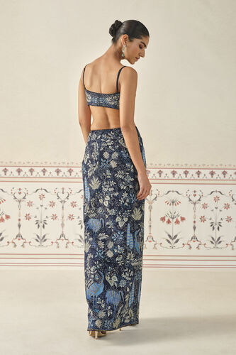 Geosmin Embroidered Zardozi Silk Skirt Set - Blue, Navy, image 2