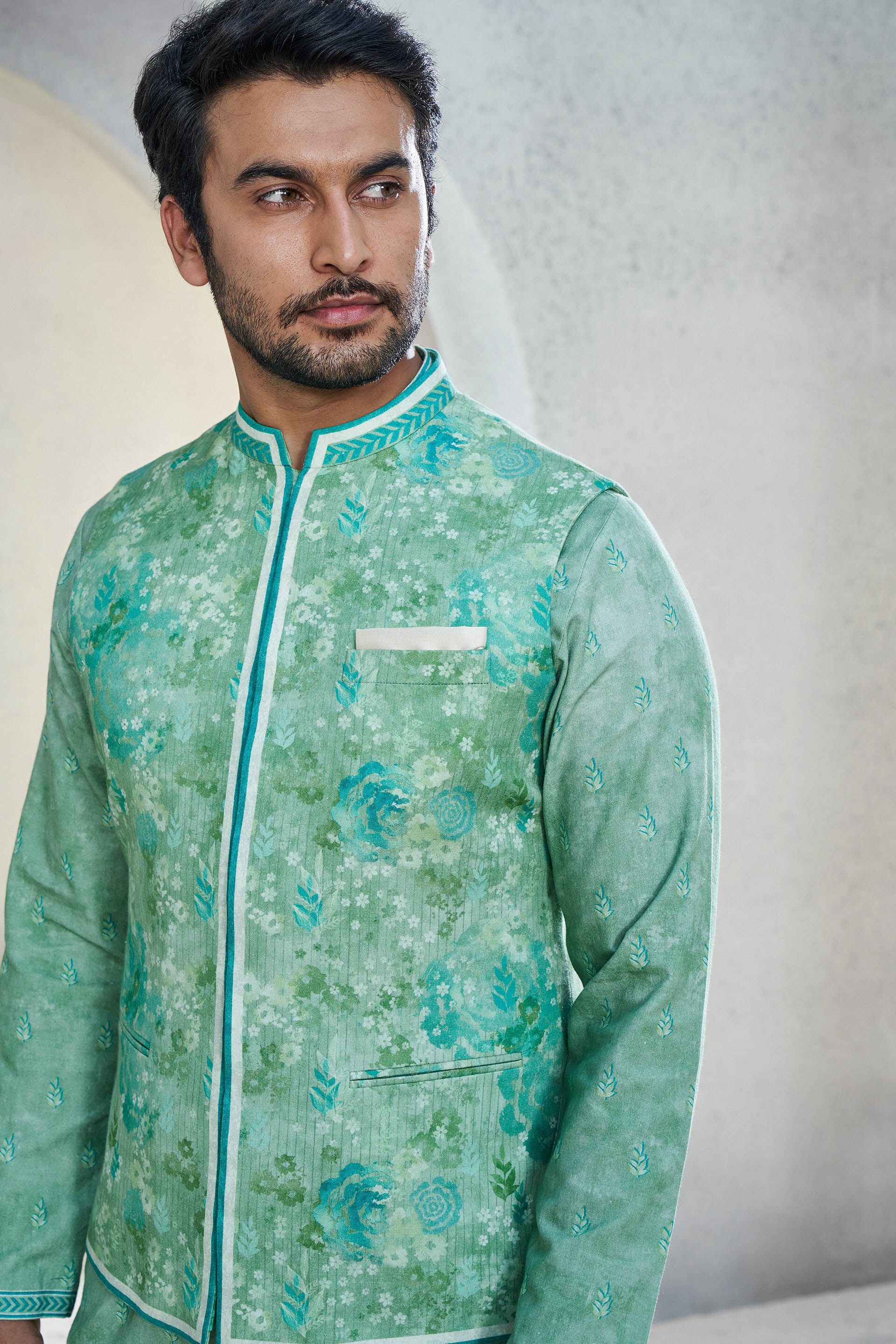 Paarsh Embroidered Nehru Jacket | Blue, Mandarin, Full | Nehru jacket for  men, Nehru jackets, Blue jacket