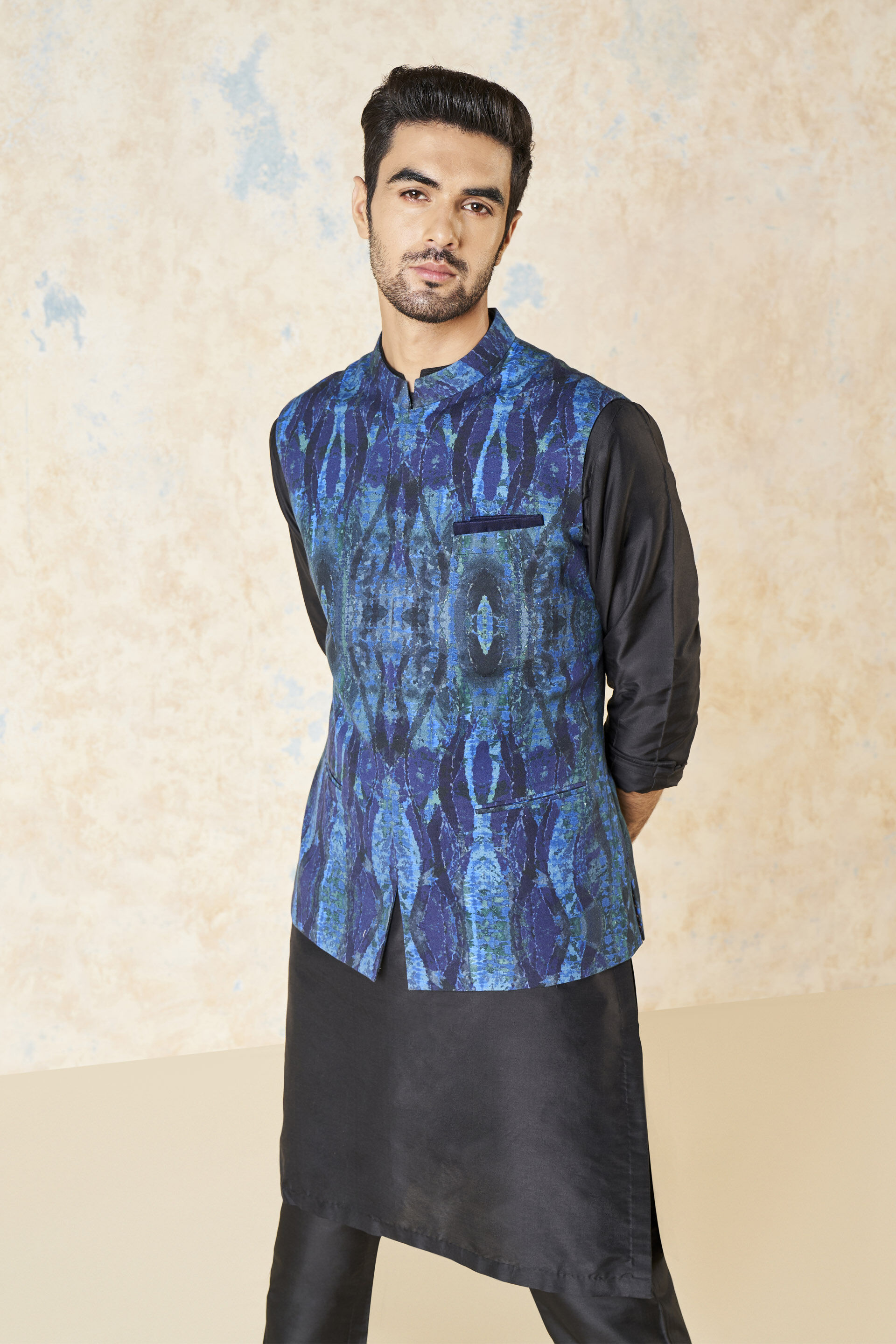 Adhrit Nehru Jacket - Blue, Blue, image 4