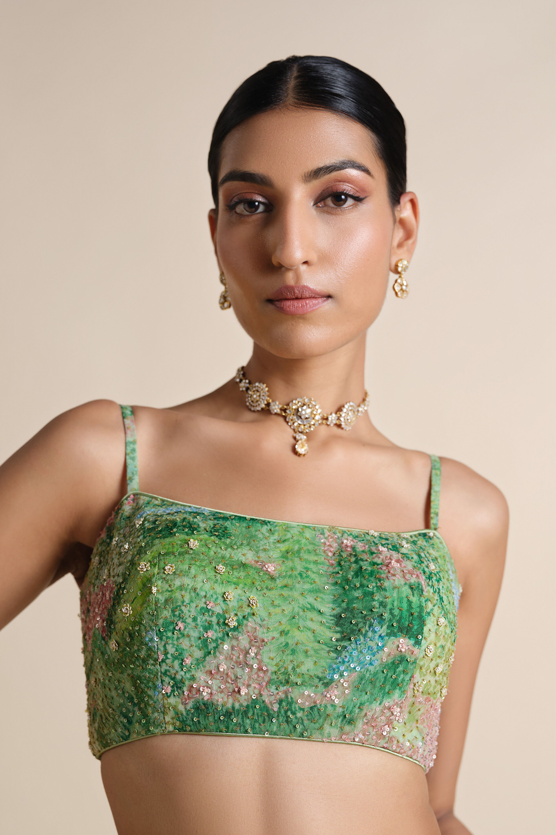 The Liveforest Embroidered Choli - Green