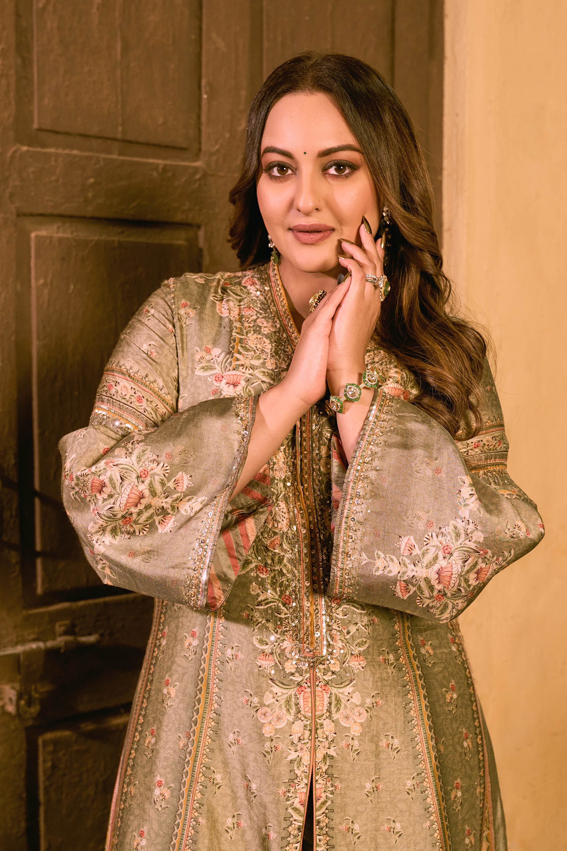 Laraline Printed Silk Jacket Set - Grey, , image 3