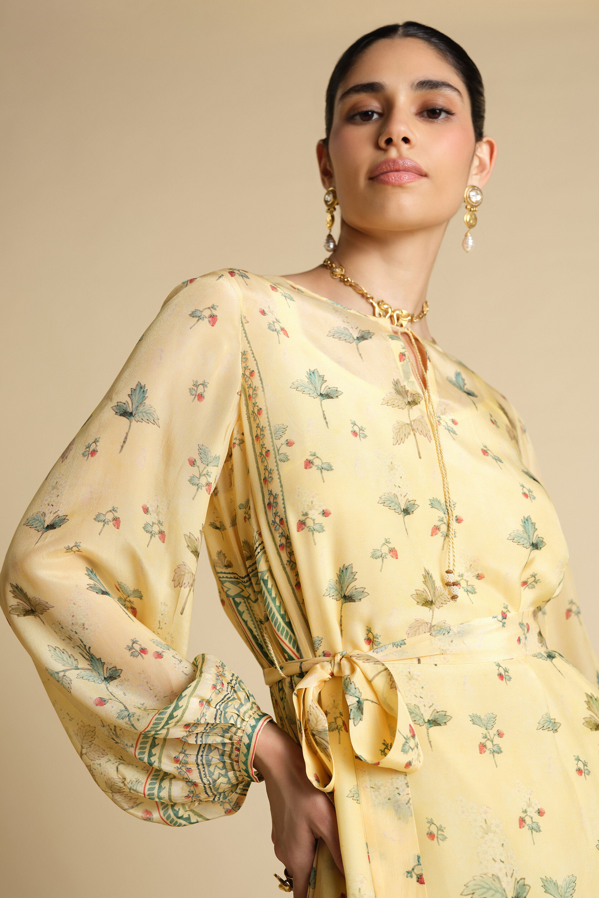 Honeydew Printed Kaftan - Yellow, Yellow, image 6