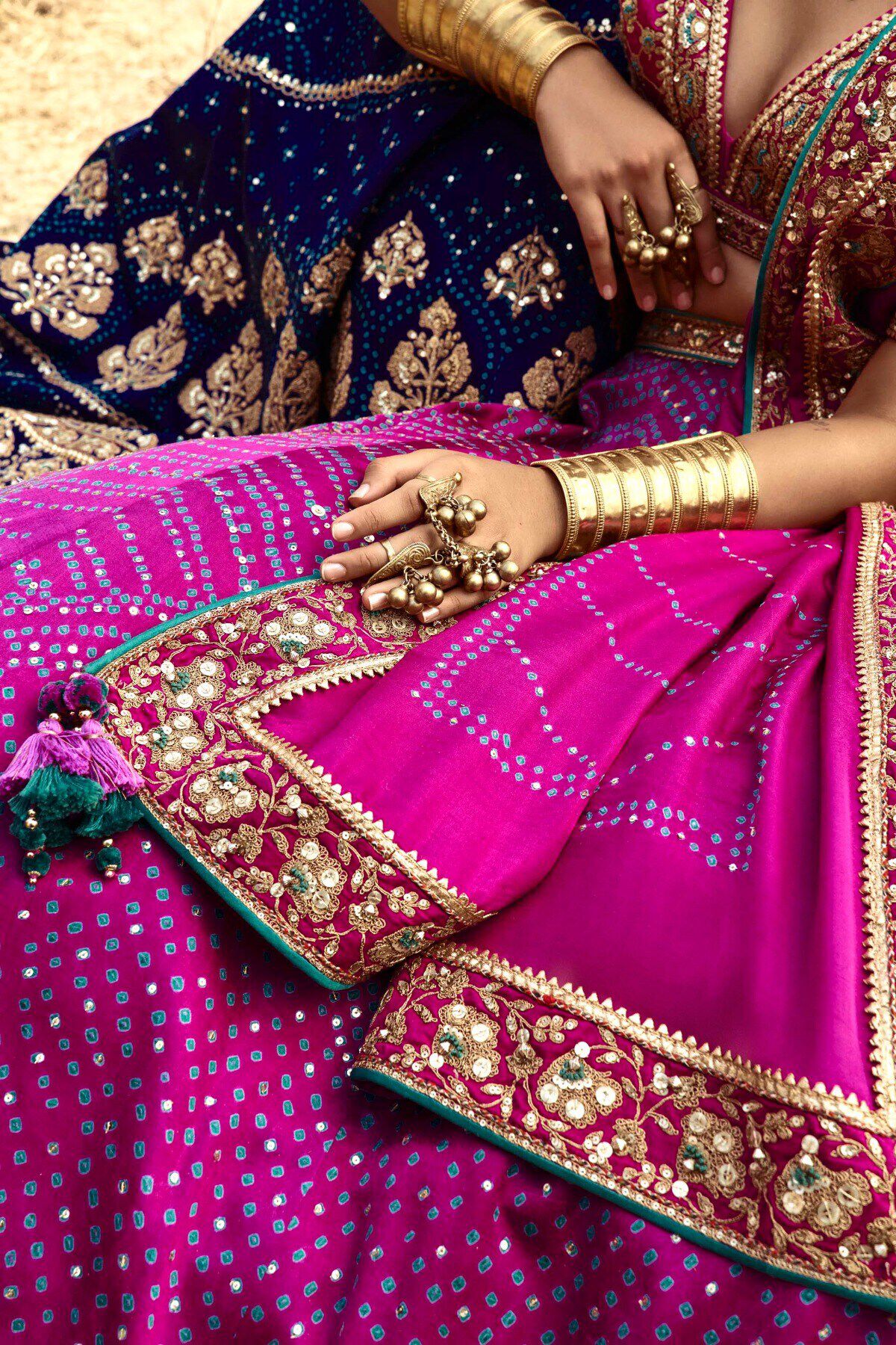 Purple Handloom Pure Katan Silk Bageecha Banarasi Lehenga with Blouse –  WeaverStory