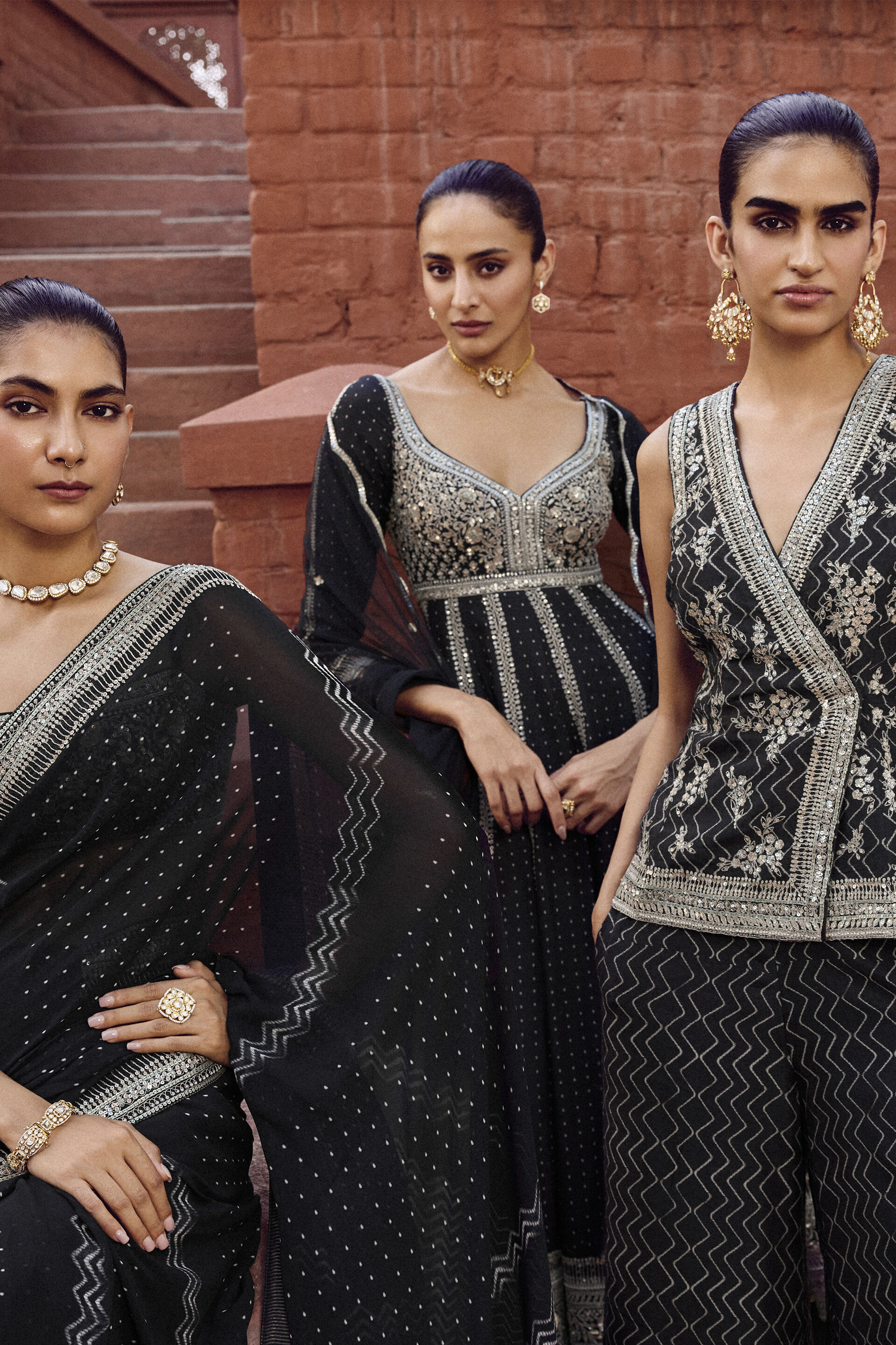 Afruza Embroidered Silk Suit Set - Black, Black, image 7