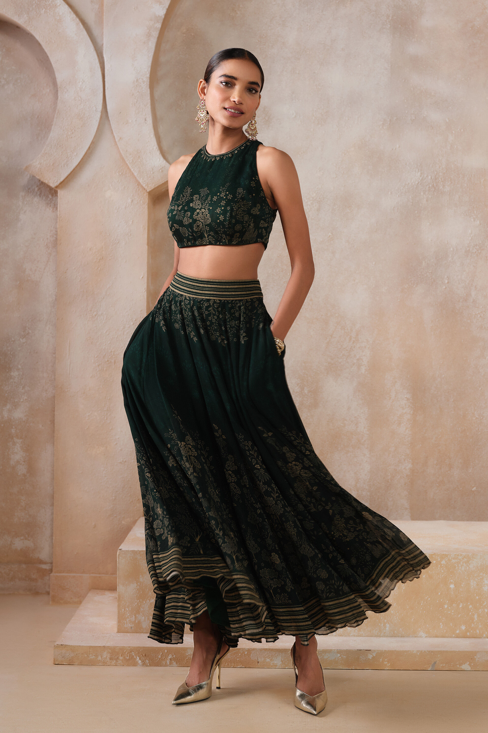 Noorayn Skirt Set - Green, Green, image 4