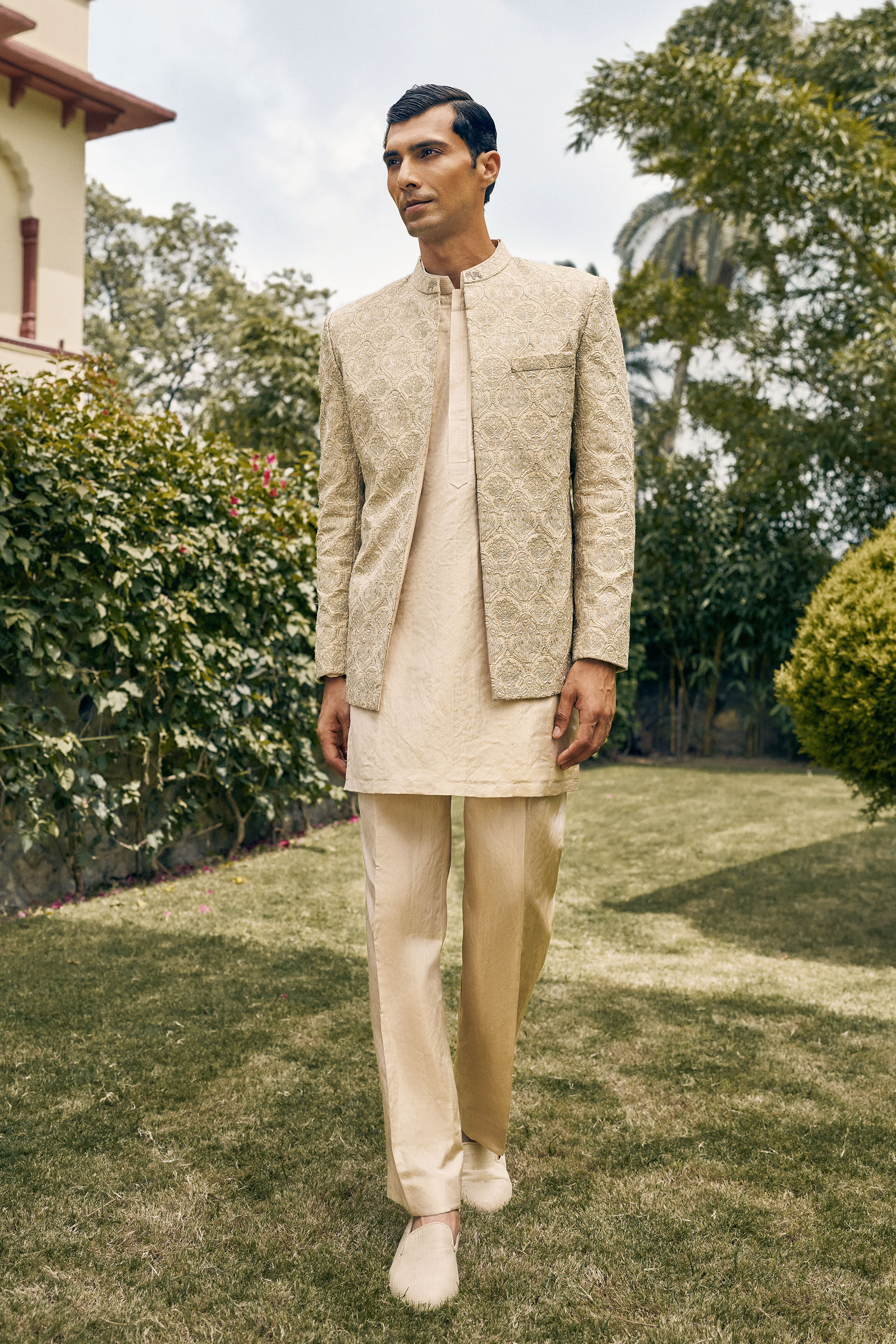 Hymn Embroidered Sherwani - Gold