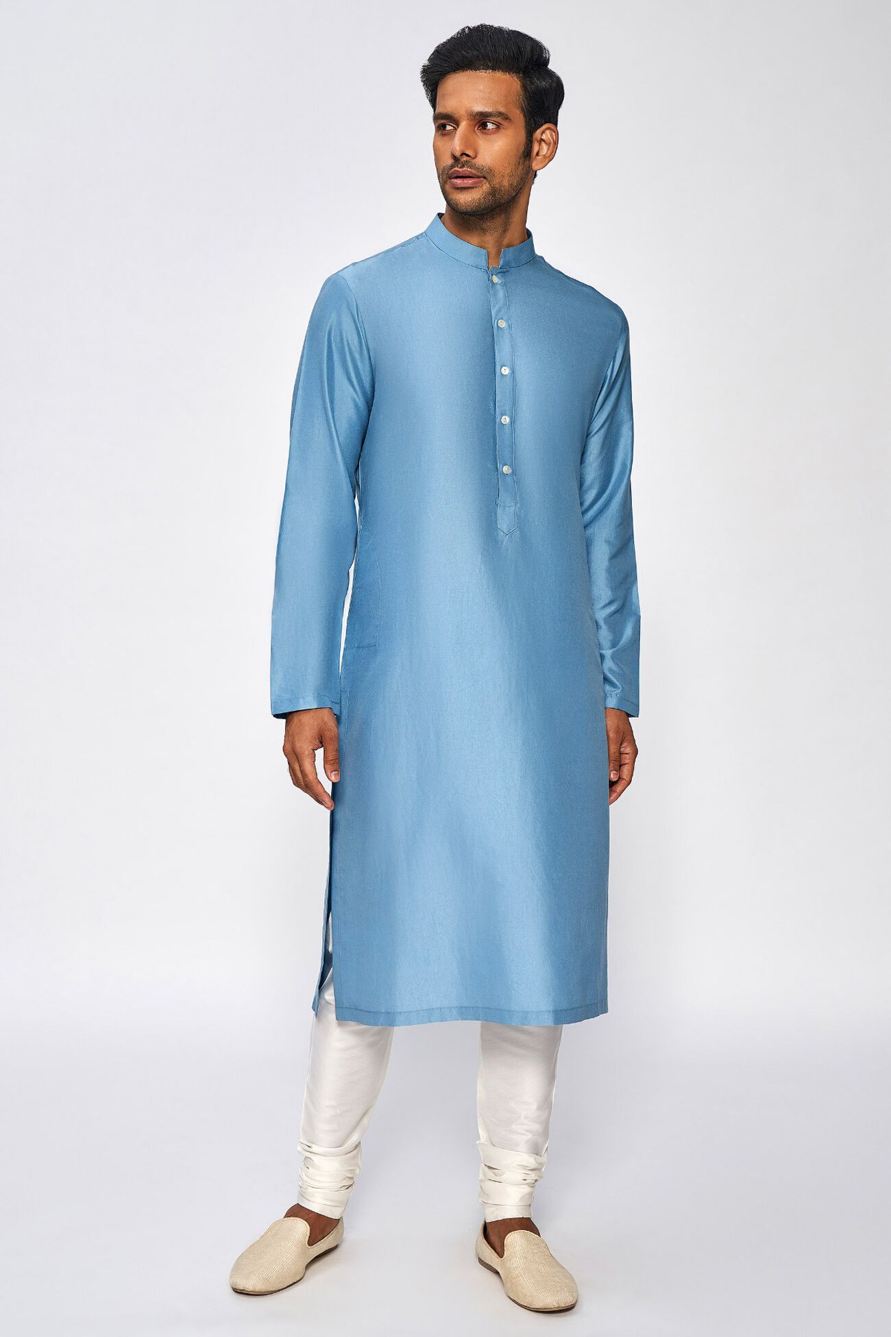 1 - Ishir Kurta –  Powder Blue, image 1