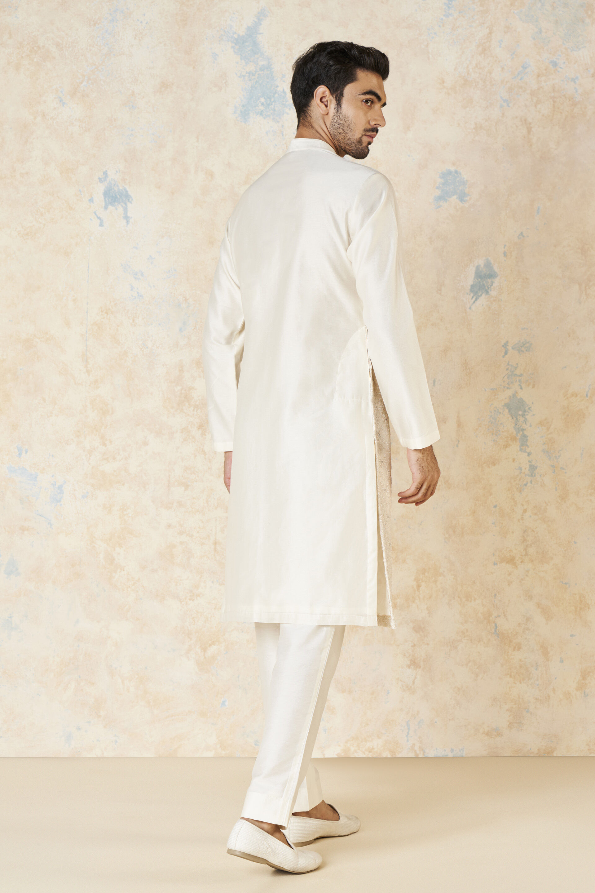 Adhikrit Embroidered Silk Kurta - White, White, image 2