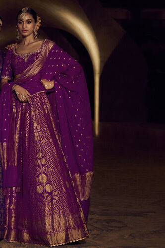 Valimai Lehenga Set, Purple, image 1