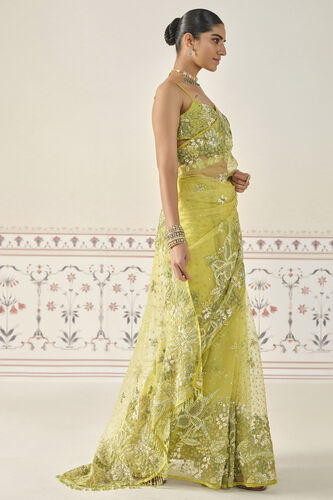 Mrigakshi Embroidered Saree Set - Lime, Lime, image 4