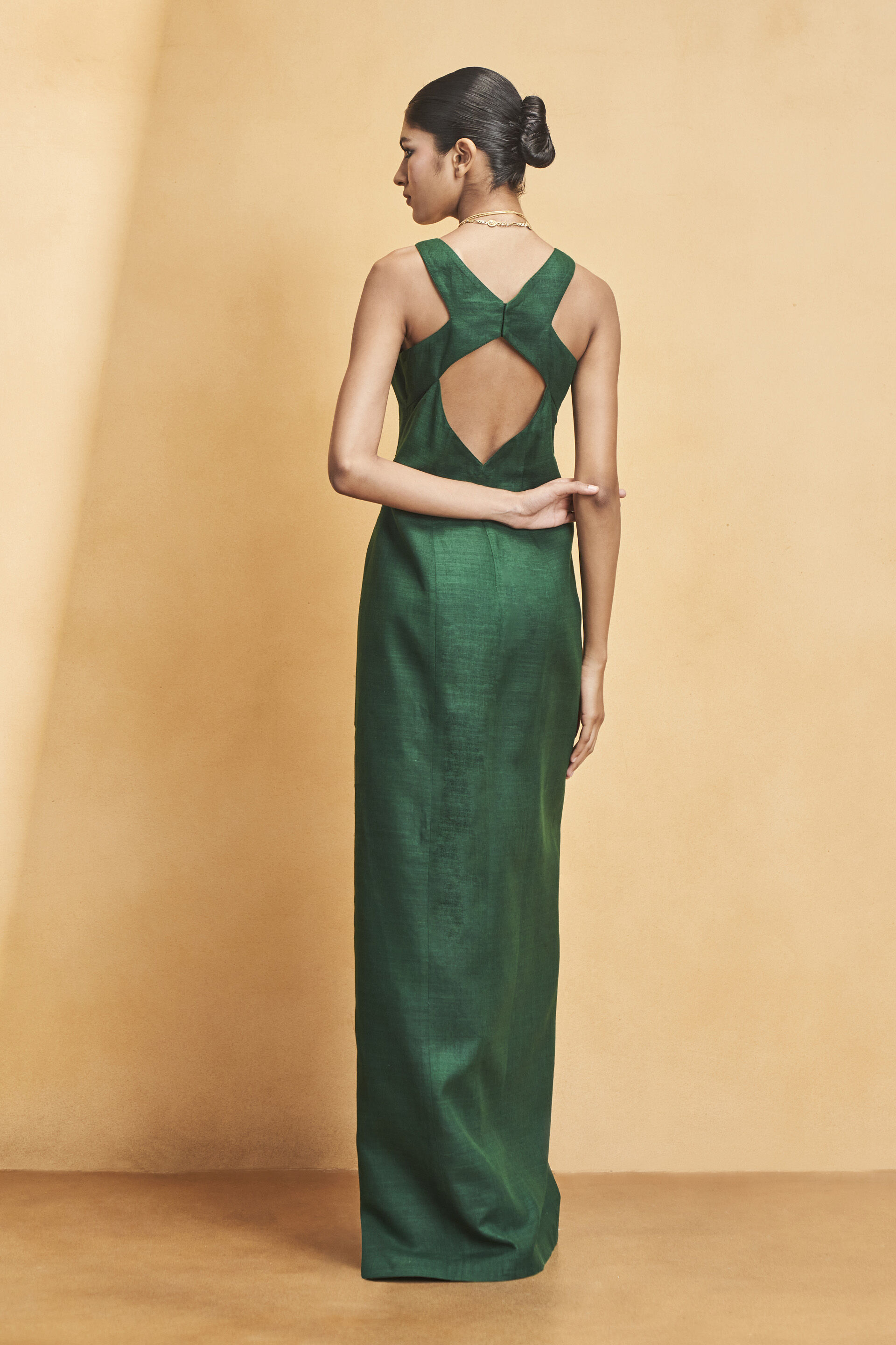 Blooming Wildforest SEWA Hand-embroidered Silk Jacket Set - Green, Green, image 4