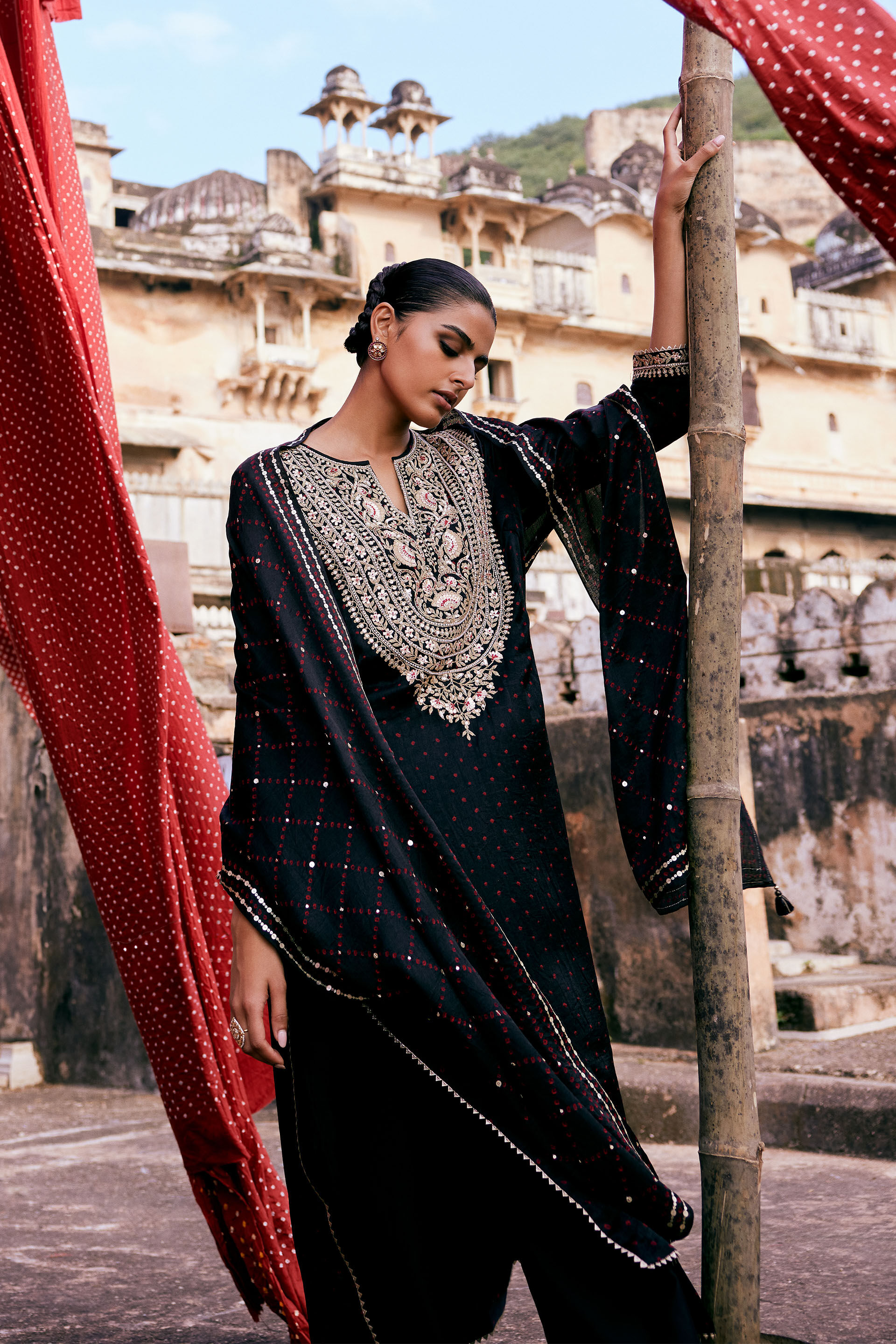 Silk bandhani dress on sale