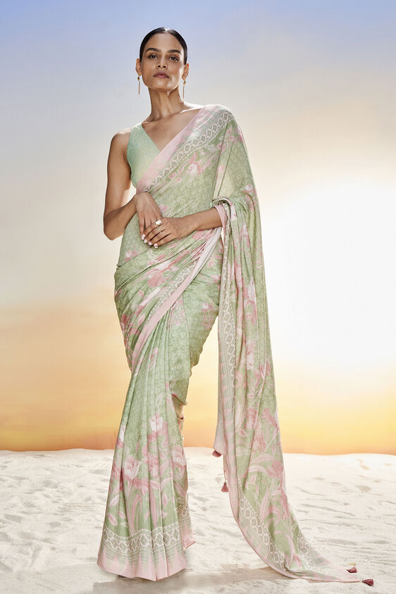 Floriana Saree Set - Sage, Sage, image 2