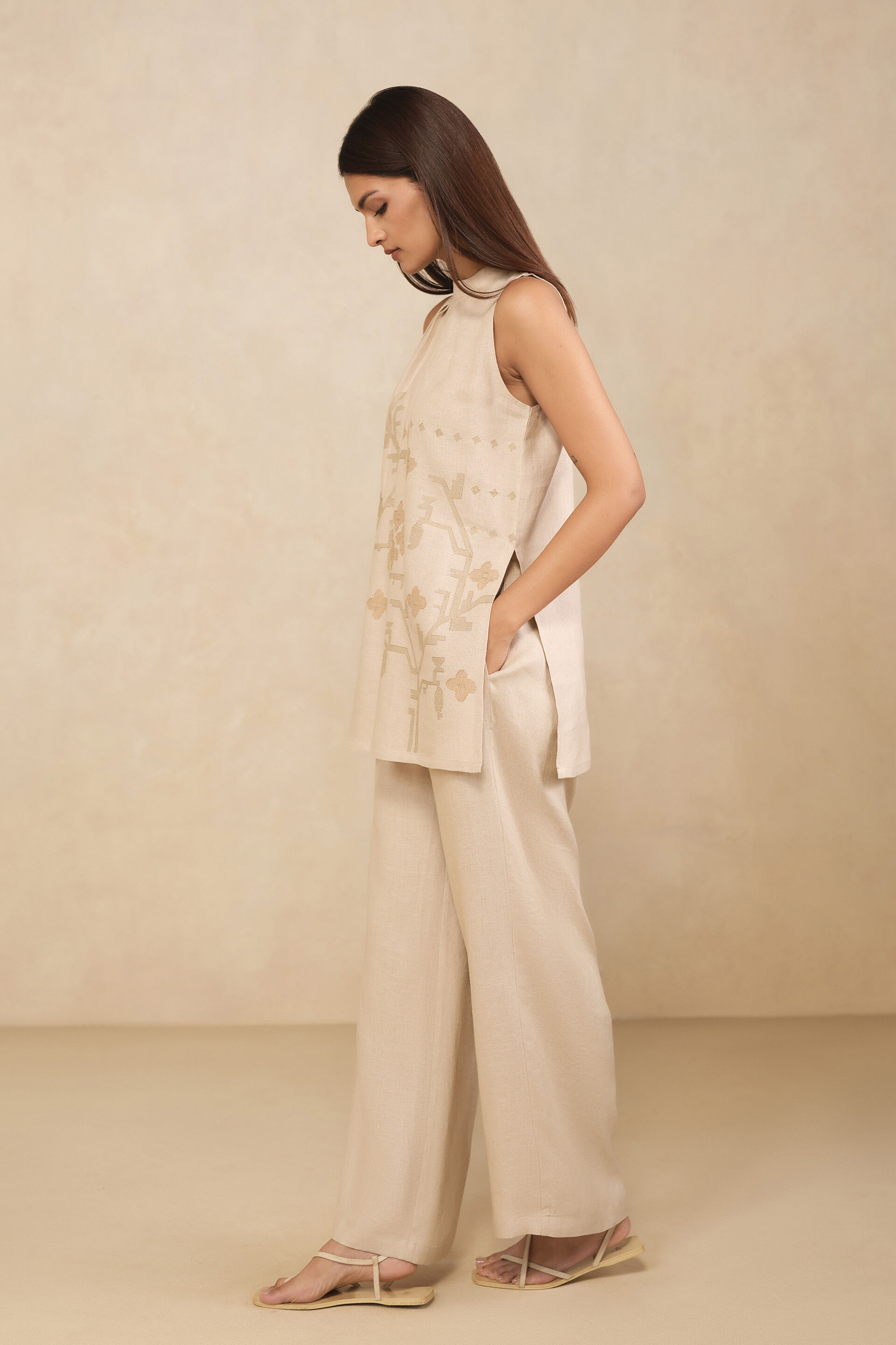 Haiku Embroidered Hemp Co-ord - Beige, Beige, image 3