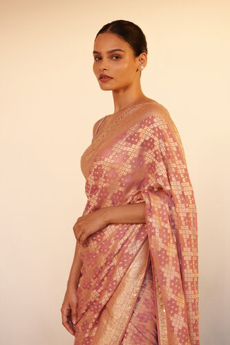 Gul Benarasi Silk Gota Patti Saree, Blush, image 5