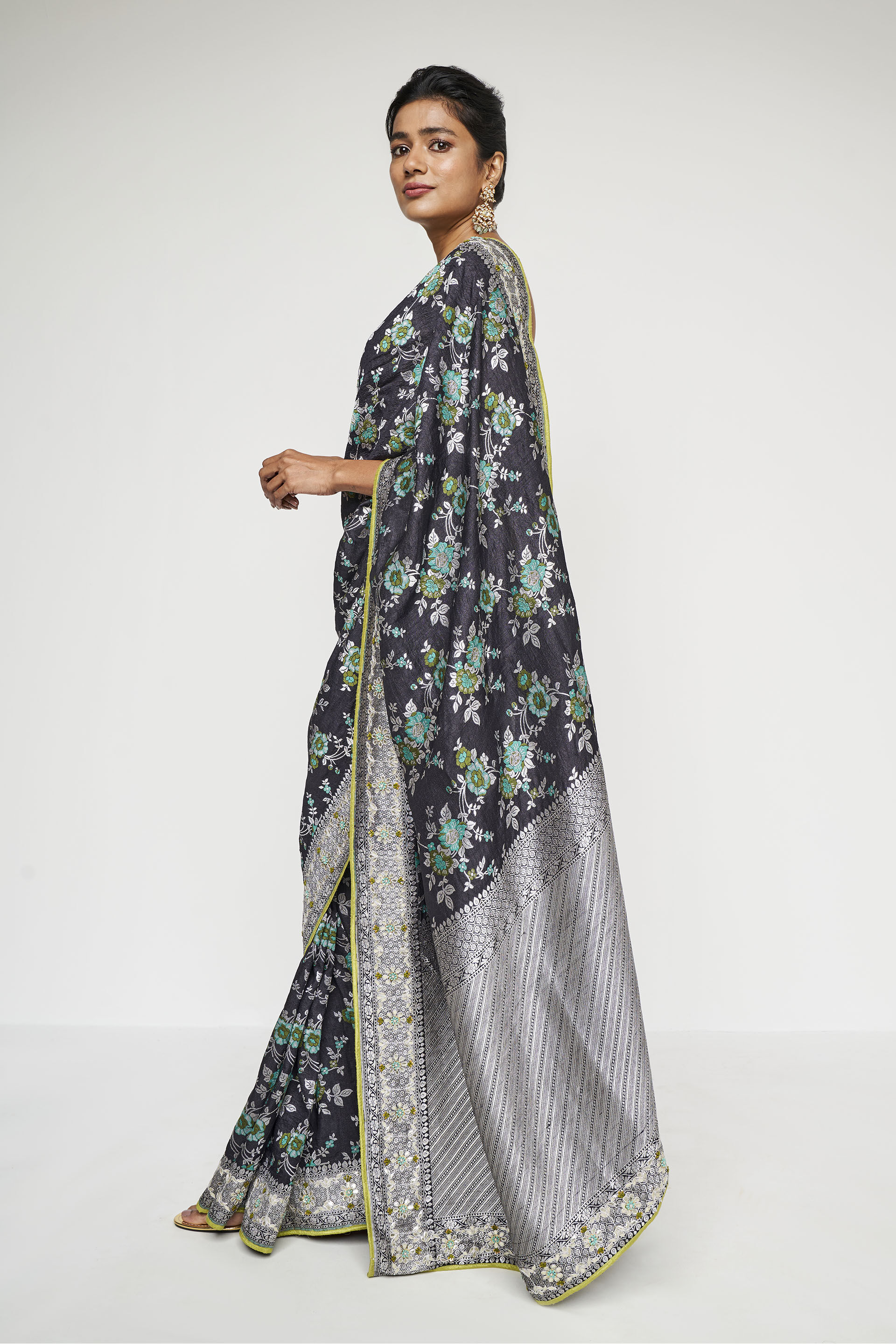 Meha Benarasi Saree - Black, Black, image 3