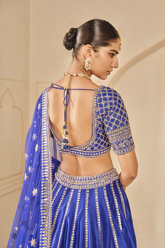 Ambar Embroidered Gota Patti Silk Lehenga Set - Blue, Blue, image 5