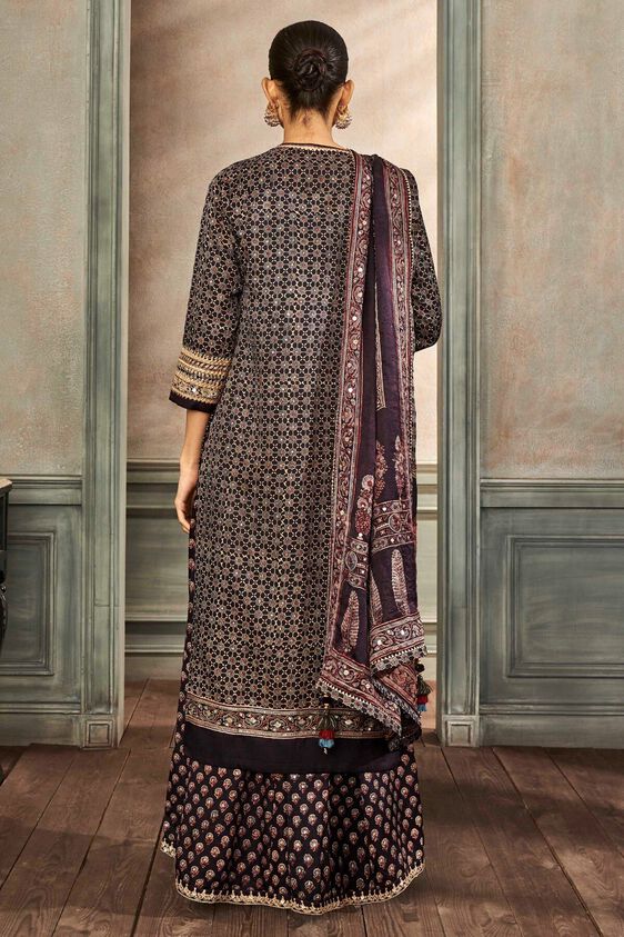 3 - Tarita Ajrakh Sharara Set – Black, image 3