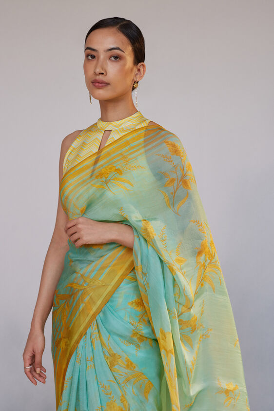 Sama Saree, Aqua, image 4
