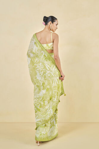 From The Tropics Georgette Saree - Lime, Lime, image 2
