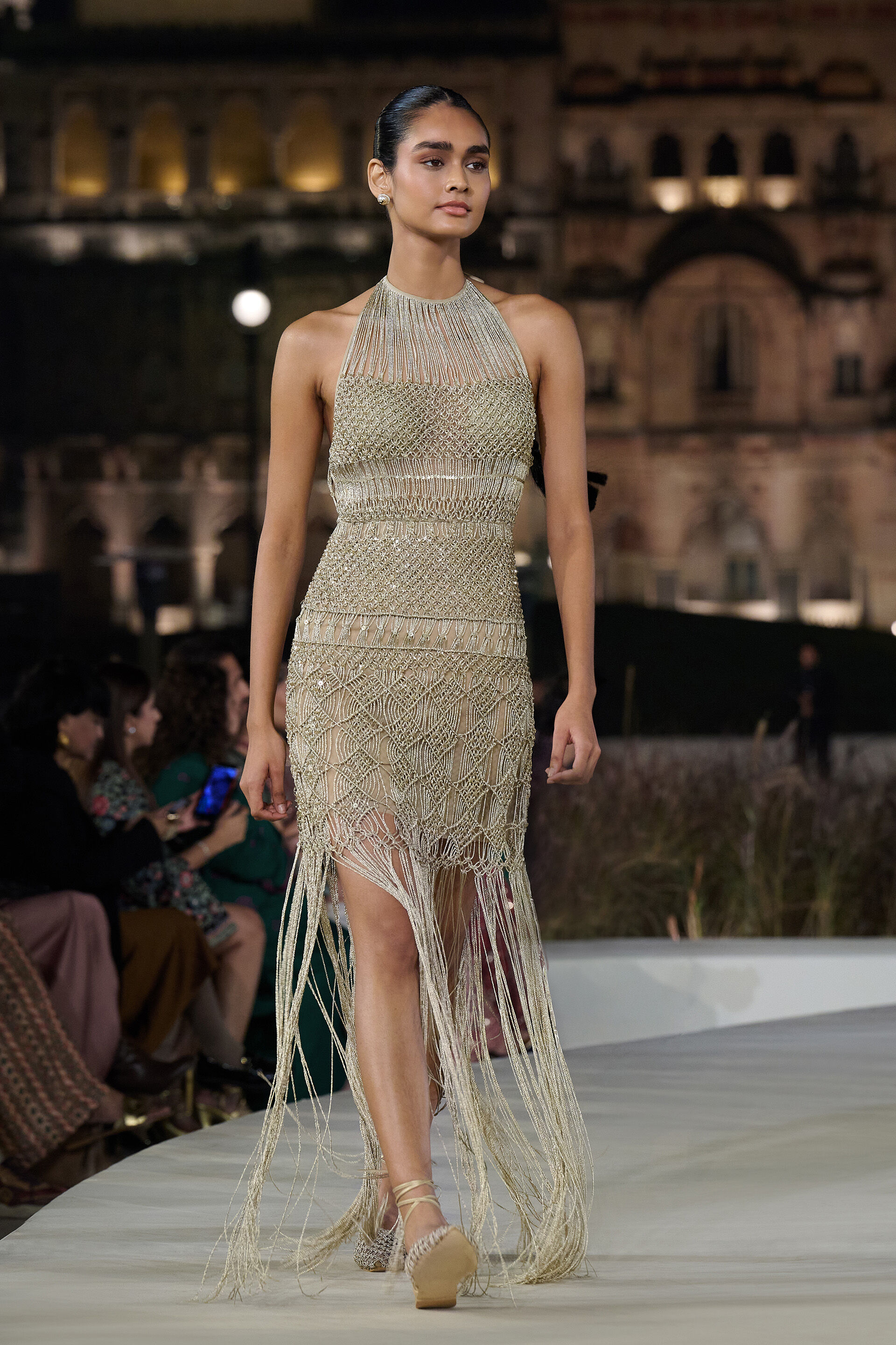 Zenebe Macrame Gown - Gold