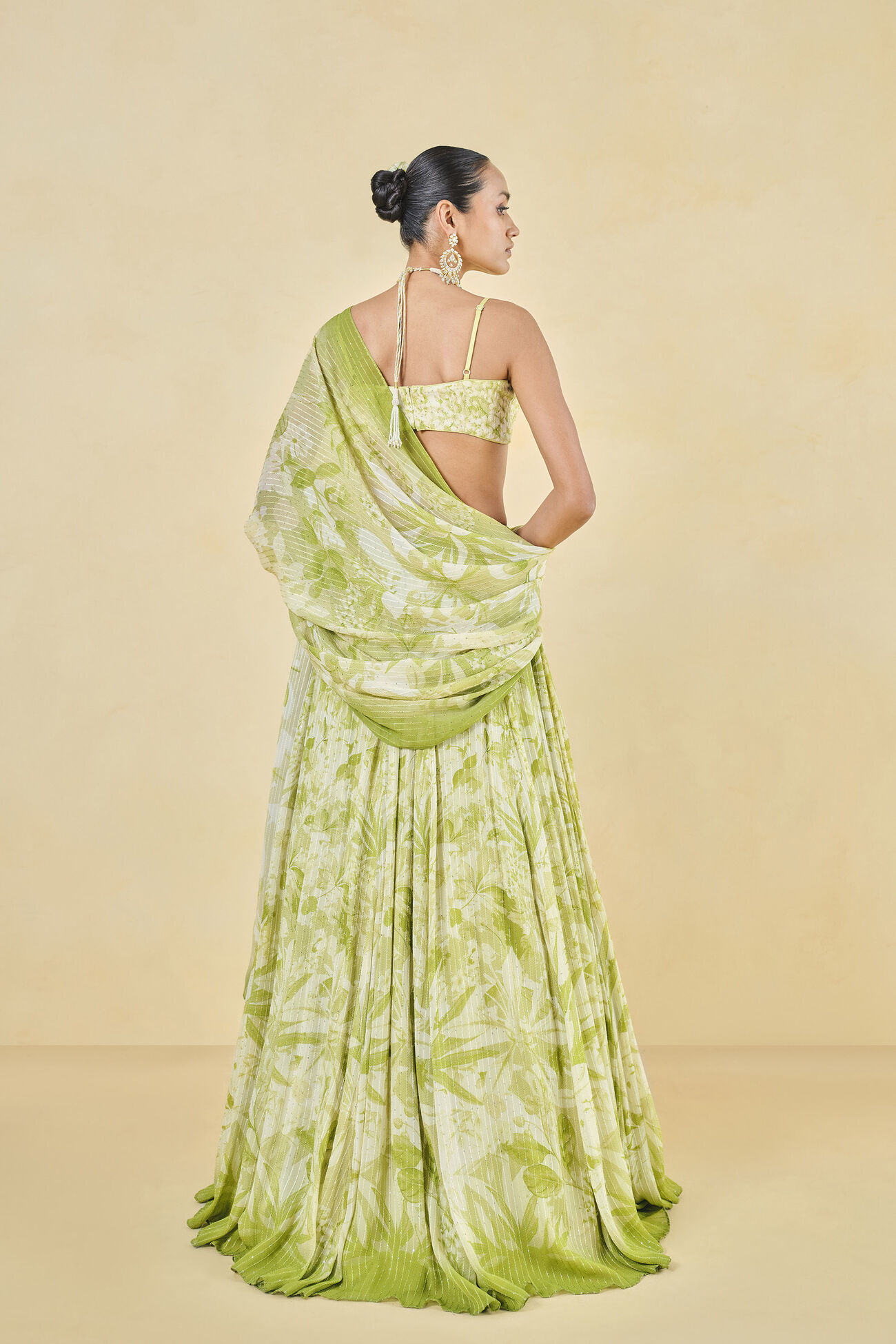 From The Tropics Georgette Lehenga - Lime, Lime, image 2