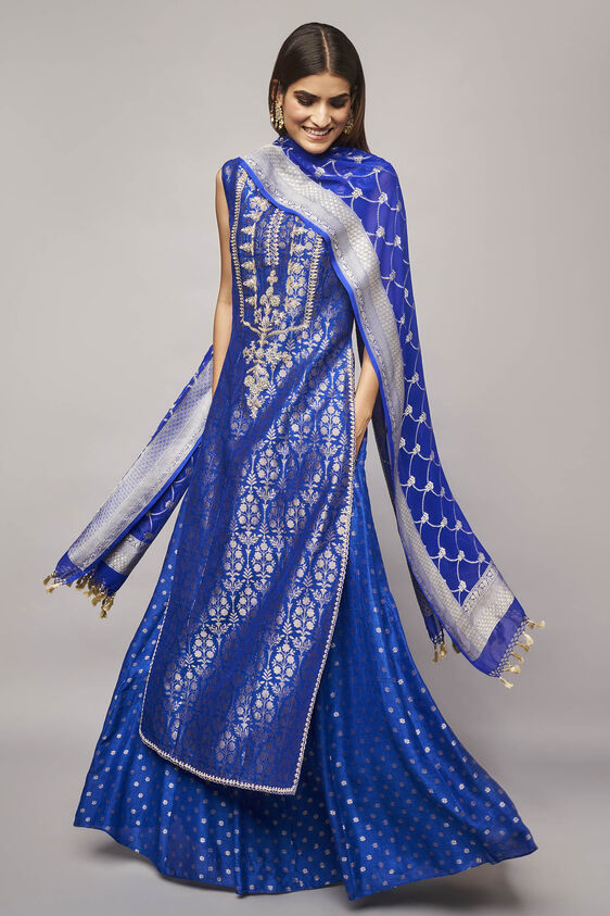 Vaishi Sharara Set, Royal Blue, image 1