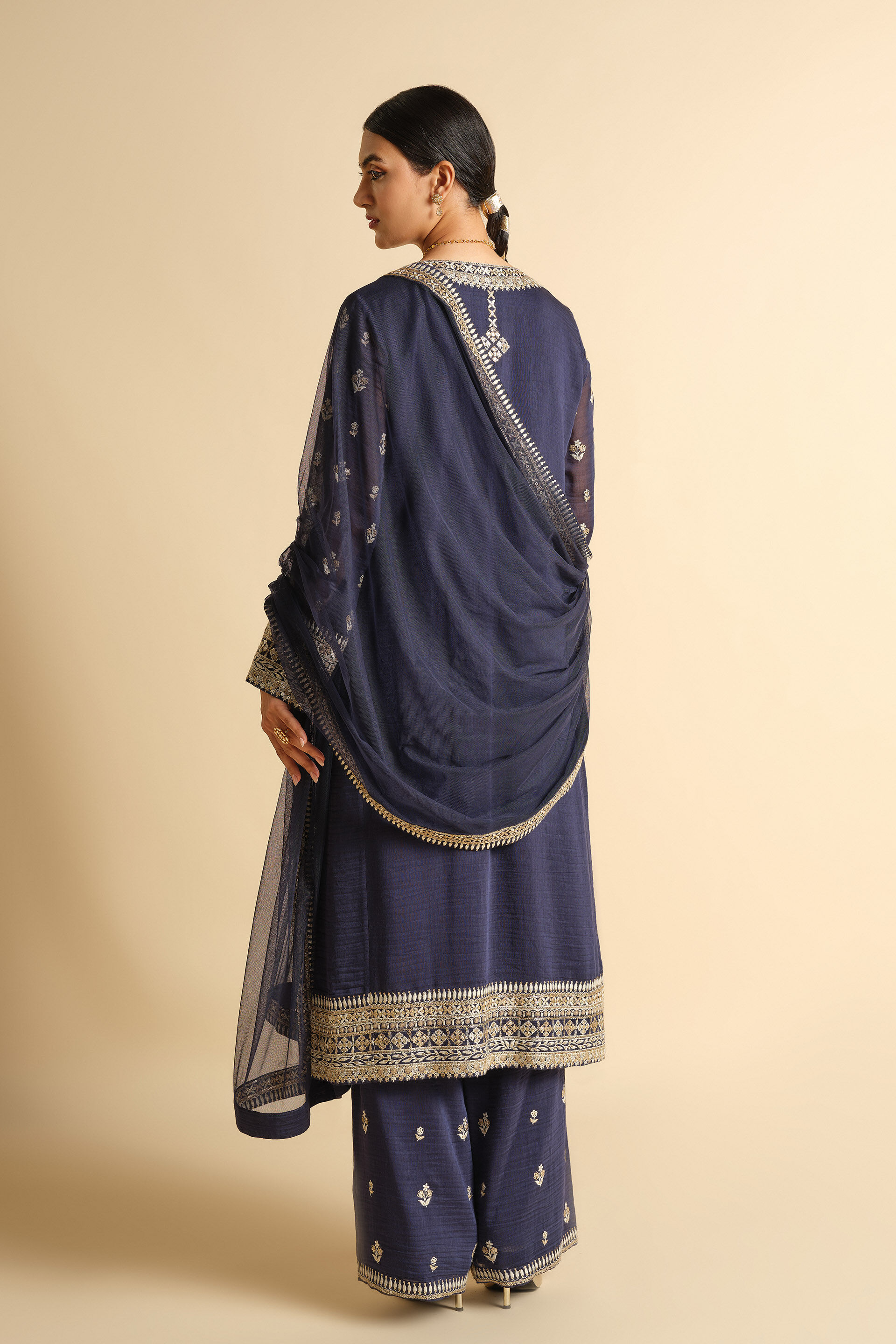 Shanvika Embroidered Silk Suit Set - Blue