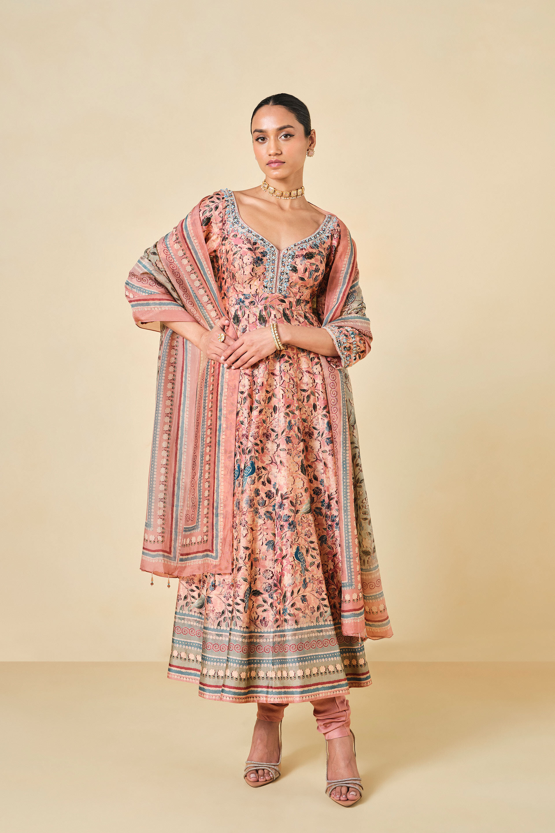 Themis Anarkali Set Blush