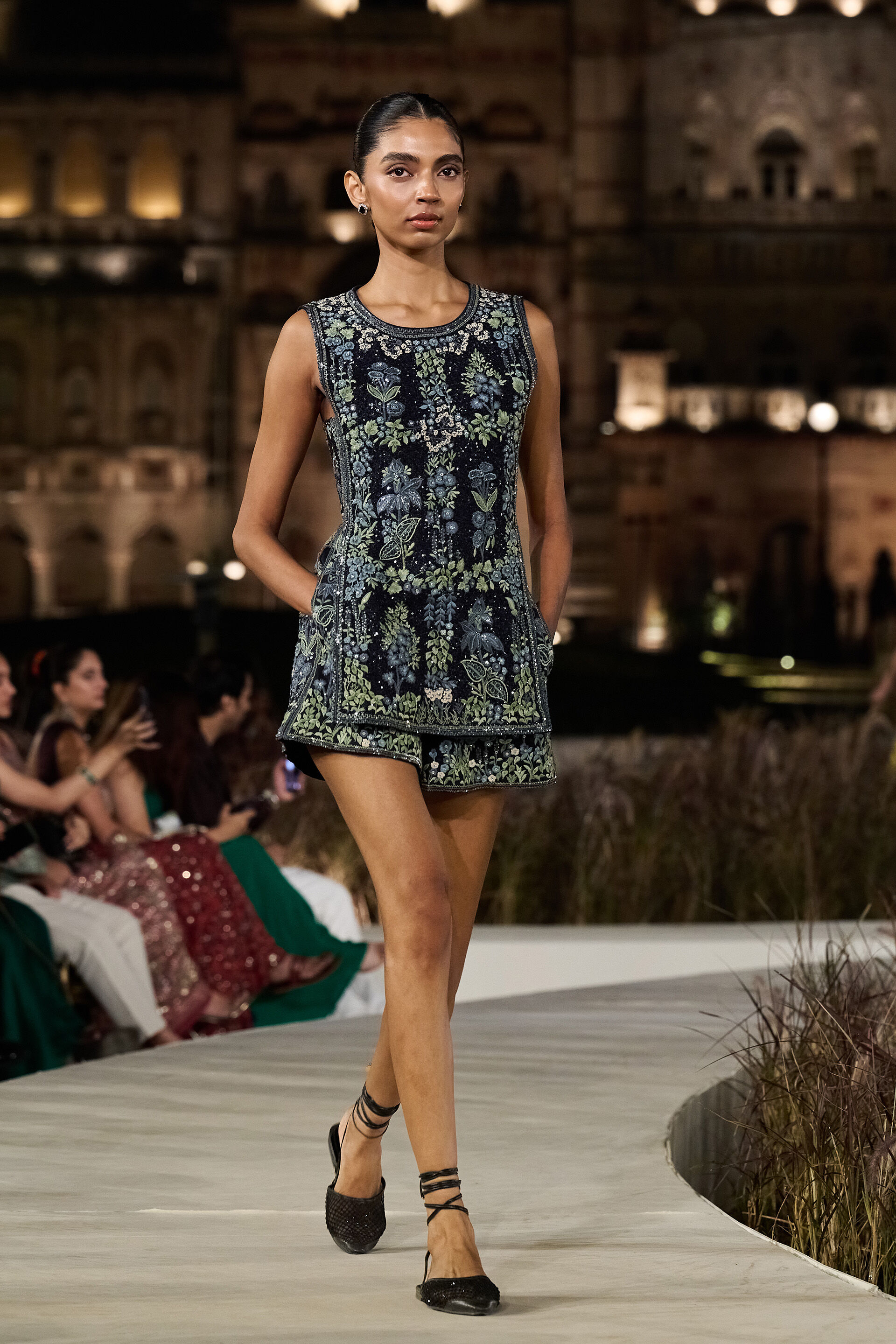 Jarylo Embroidered Silk Co-ord - Blue