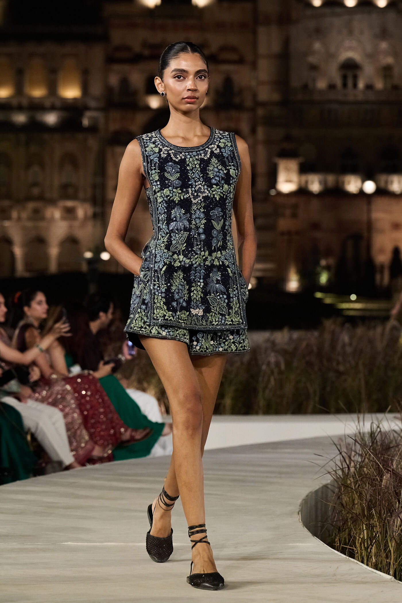 Jarylo Embroidered Silk Co-ord - Blue