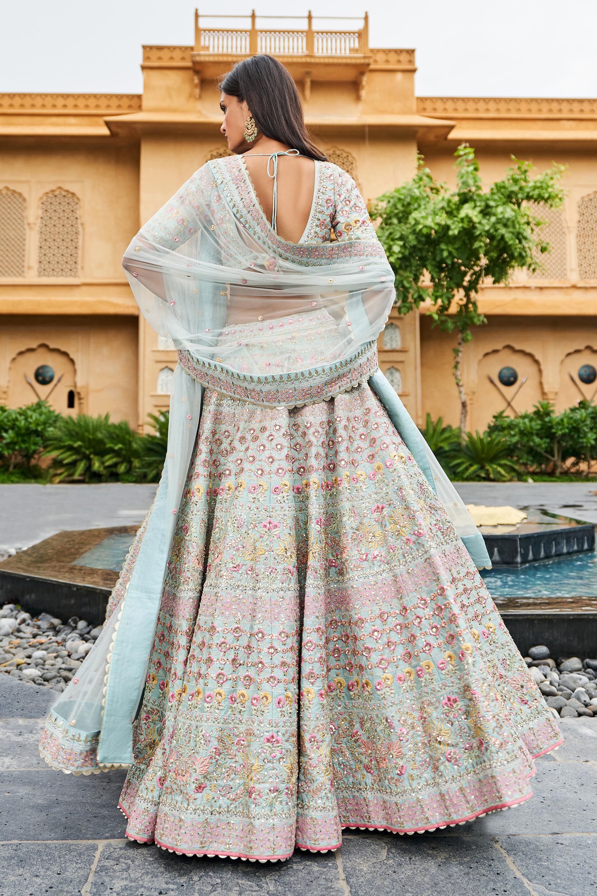 Gayaka Lehenga - Powder Blue, Powder Blue, image 4