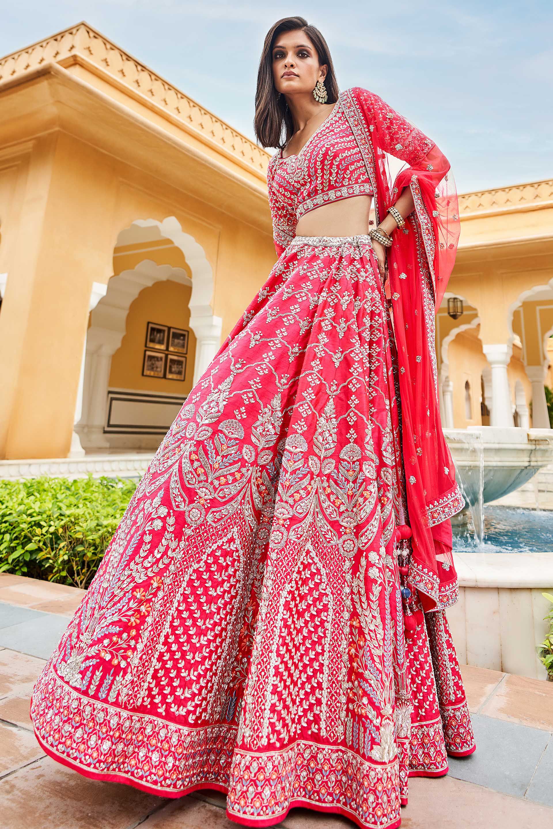 Mythili Lehenga Set-Berry Sorbet