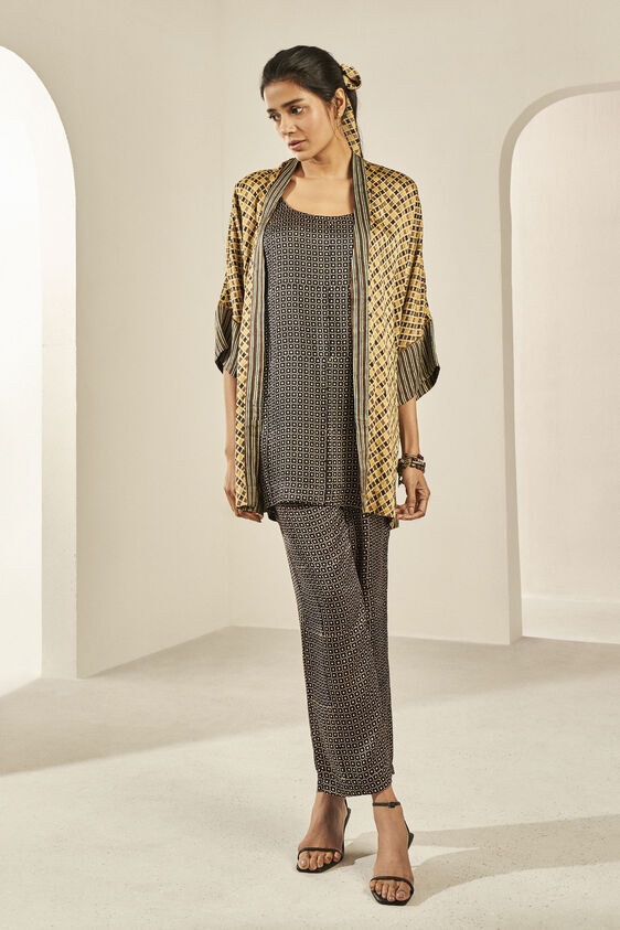 Ajrakh 3 Piece Coord Set - Ochre, Ochre, image 1