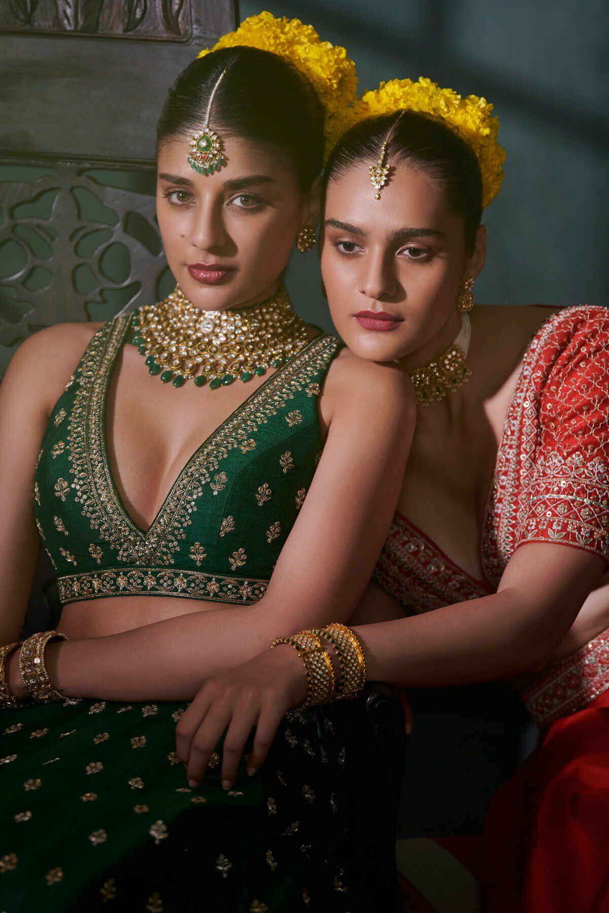 Buy Srushti Porey In Kalki Pine Green Lehenga Choli In Raw Silk With Butti  Work And Heavy Hand Embroidery In Mughal Motifs On The Choli KALKI Fashion  India