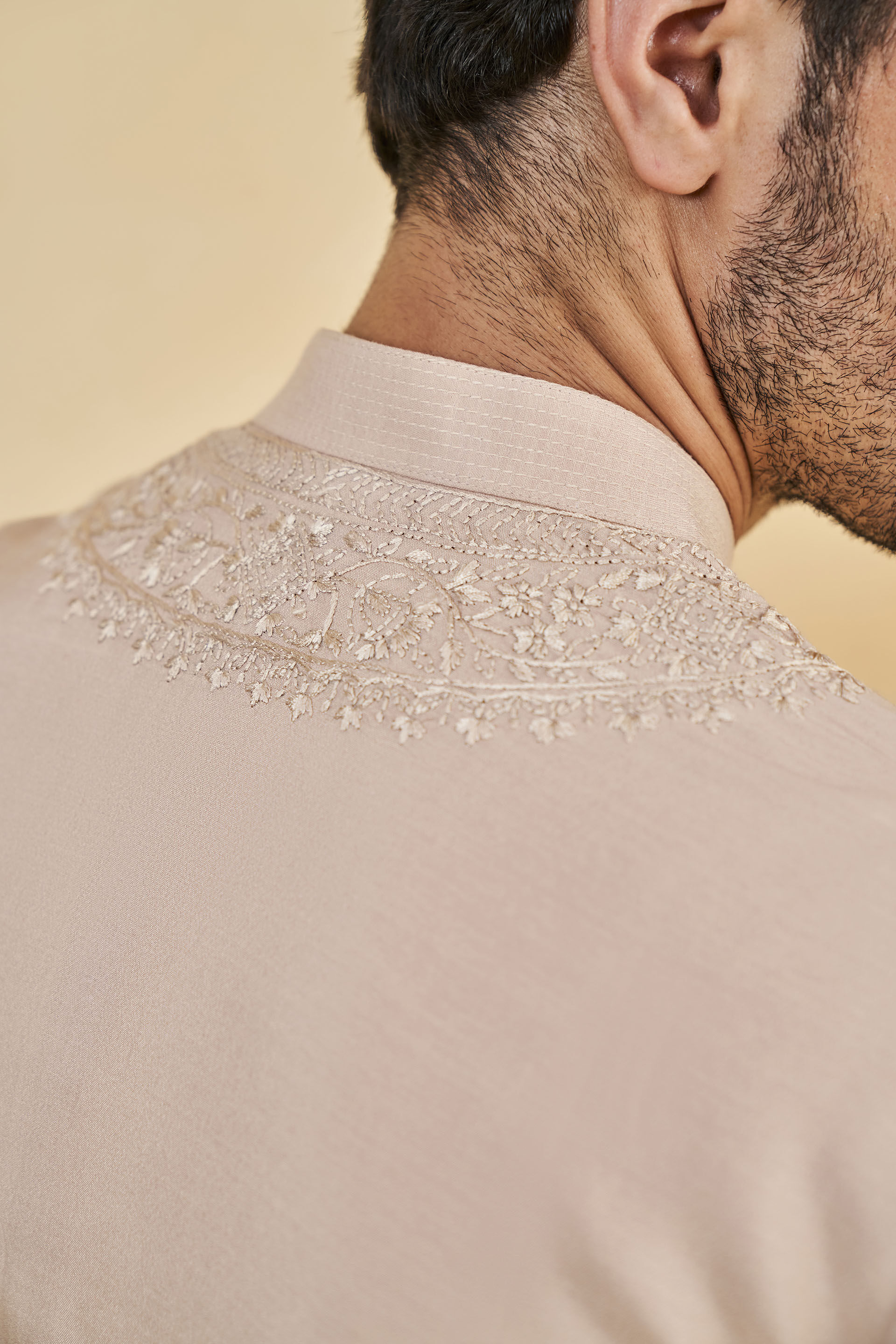 Shirom Embroidered Chikankari Kurta - Salmon, Salmon, image 6