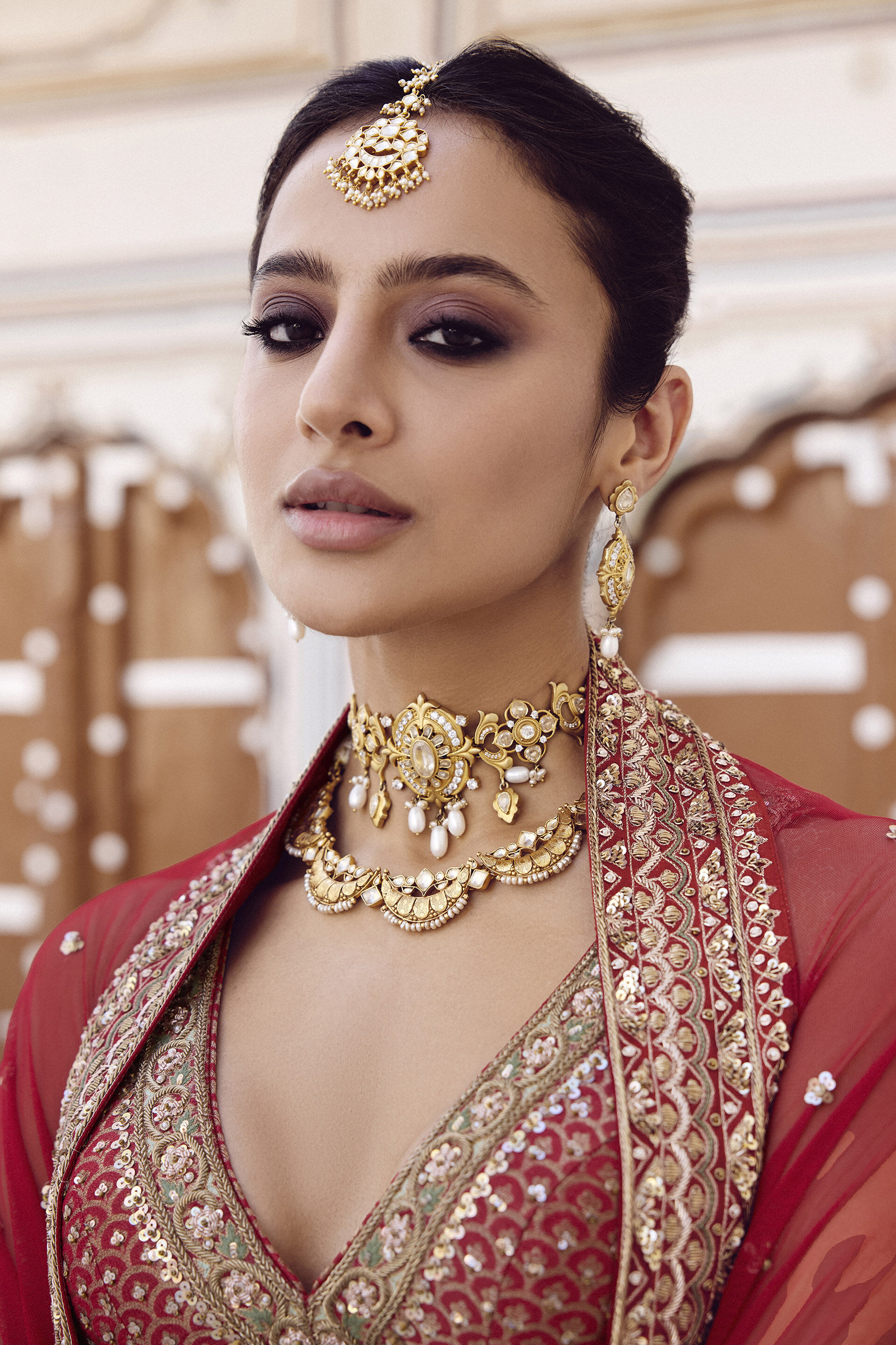 Zamira Embroidered Silk Lehenga Set - Red, Red, image 10