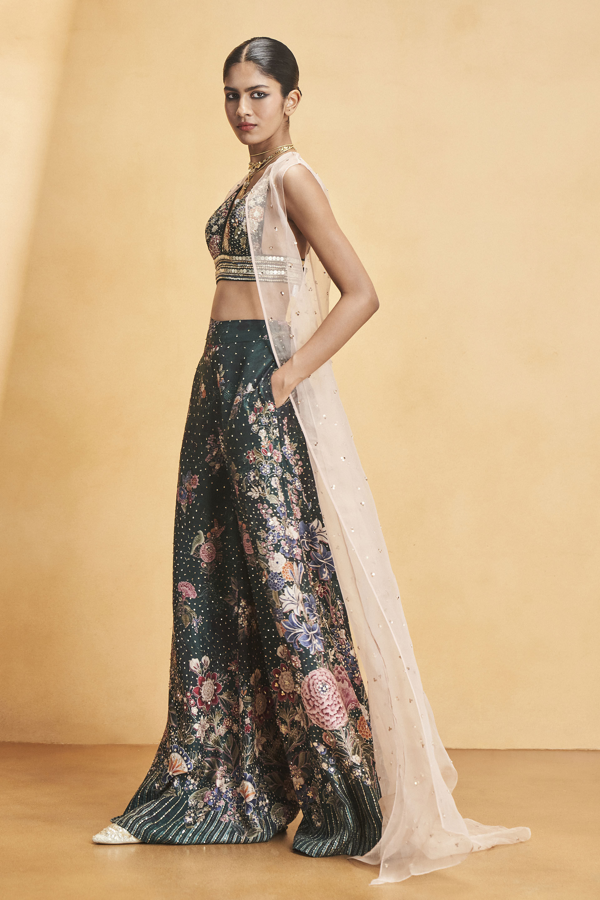 Silk cape gown on sale