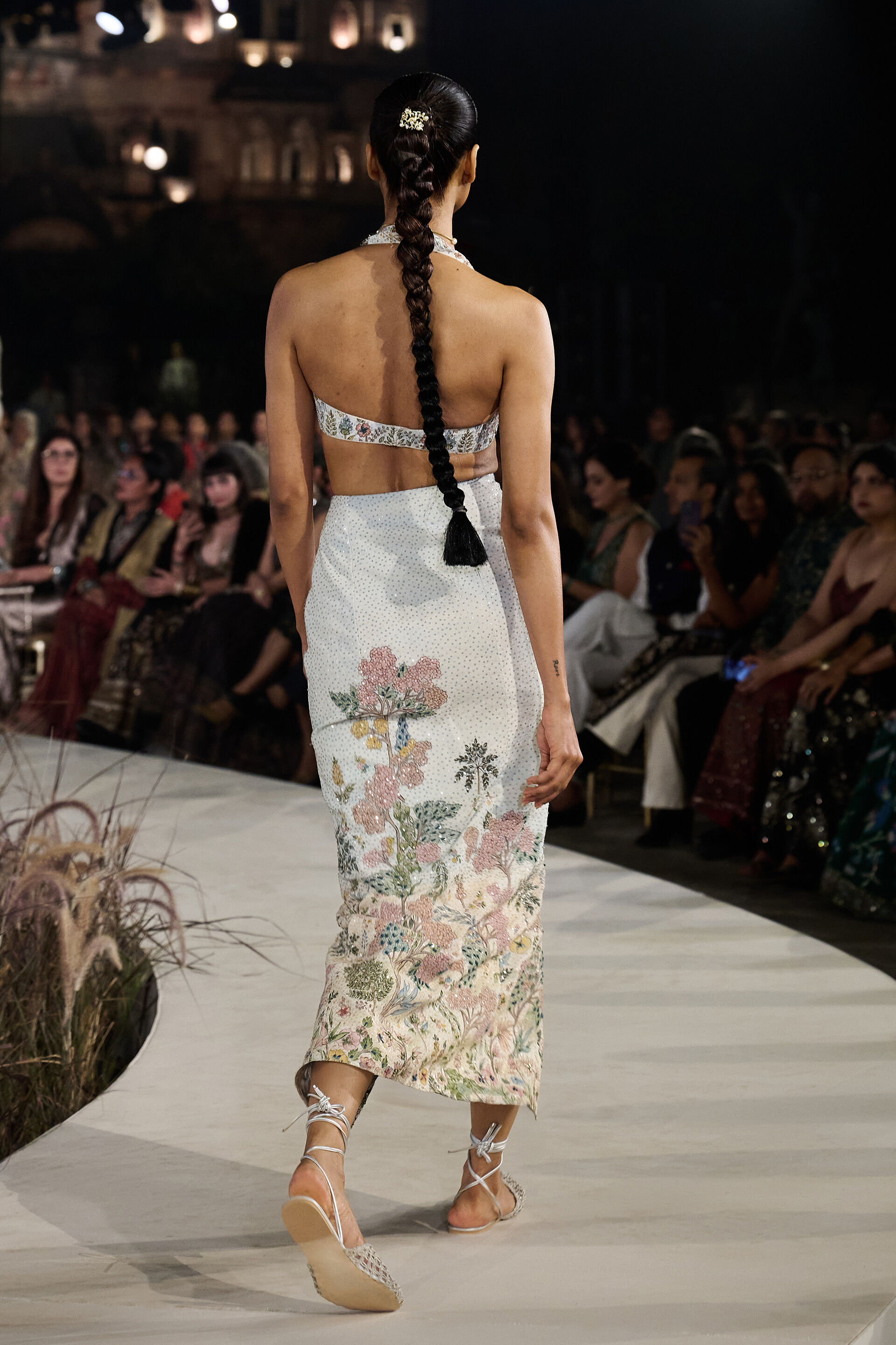 Leafsong Hand-painted Pichhwai Silk Skirt Set - Ivory